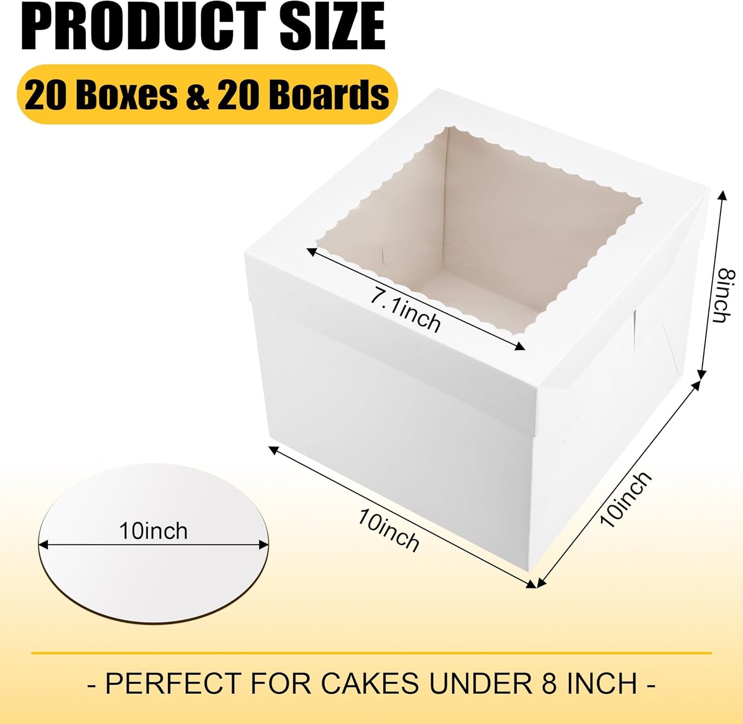 Grossiste de boîtes à gâteaux 40PCS avec fenêtres - Boîtes à gâteaux jetables 10x10x8 pouces, comprend des planches, des rubans et des autocollants pour cookie, tarte et anniversaire - Personnalisation de logo disponible par notre fabricant Grossiste de boîtes à gâteaux 40PCS avec fenêtres - Boîtes à gâteaux jetables 10x10x8 pouces, comprend des planches, des rubans et des autocollants pour cookie, tarte et anniversaire - Personnalisation de logo disponible par notre fabricant