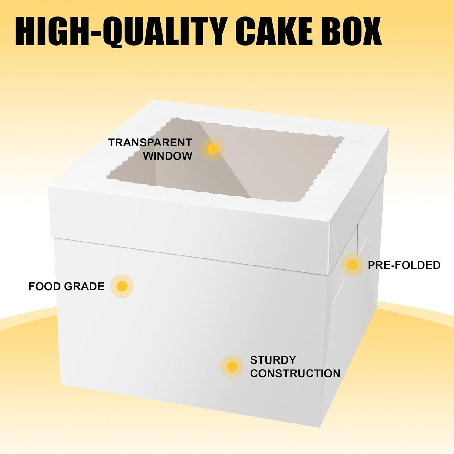 Grossiste de boîtes à gâteaux 40PCS avec fenêtres - Boîtes à gâteaux jetables 10x10x8 pouces, comprend des planches, des rubans et des autocollants pour cookie, tarte et anniversaire - Personnalisation de logo disponible par notre fabricant Grossiste de boîtes à gâteaux 40PCS avec fenêtres - Boîtes à gâteaux jetables 10x10x8 pouces, comprend des planches, des rubans et des autocollants pour cookie, tarte et anniversaire - Personnalisation de logo disponible par notre fabricant