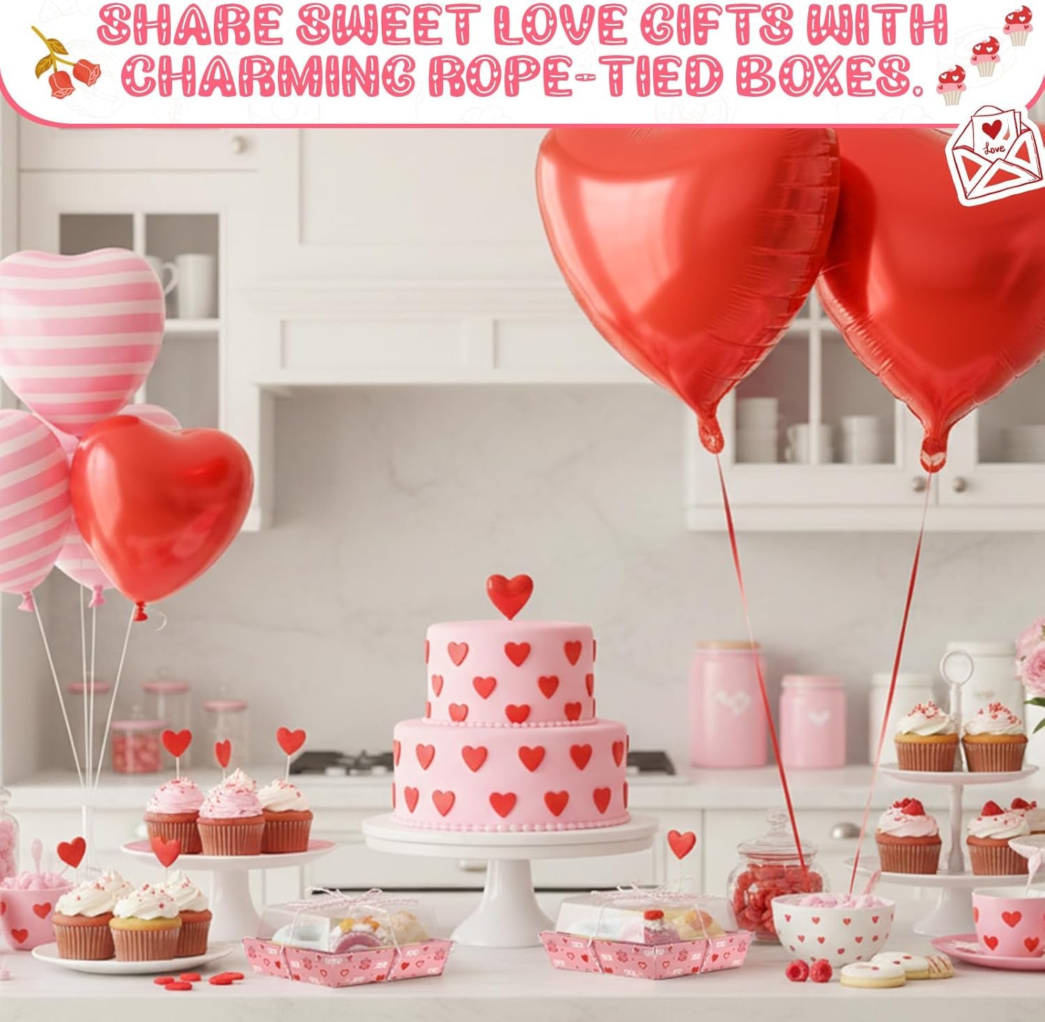 Grossiste 50 Boîtes à Charcuterie de Saint-Valentin avec Couvercles Clairs, 5.3 x 5 Pouces, Personnalisation de Logo, Fournisseur de Boîtes en Papier Jetables pour Gâteaux, Biscuits, Desserts, Sandwichs et Cadeaux de Fête (Rose)