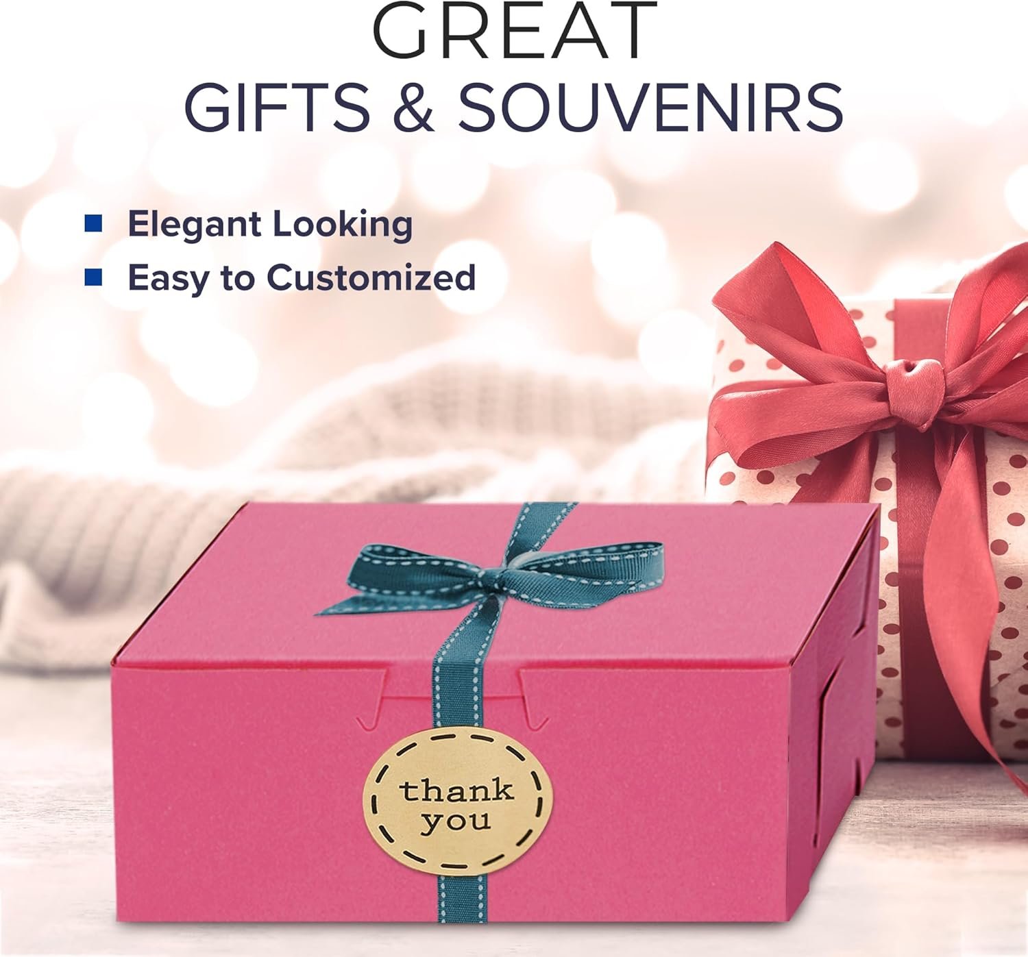 Grossiste Boîtes à pâtisserie Roses 8x8x4 [25 Pack] pour cupcakes, desserts, cookies et bonbons, Marque Blanche pour emballer vos créations de boulangerie faites maison, cadeaux et souvenirs, Fournisseur idéal pour le secteur.