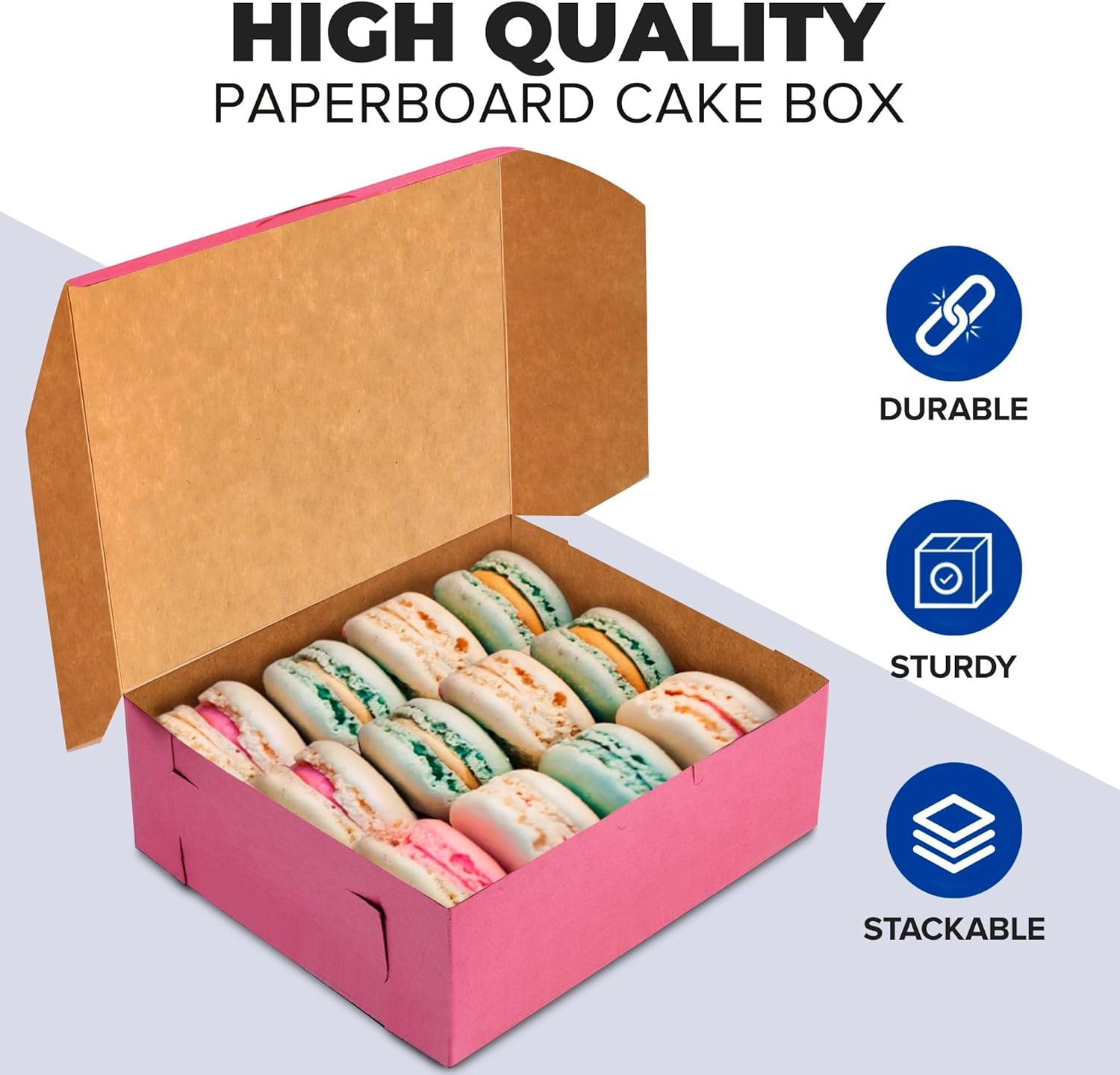 Grossiste Boîtes à pâtisserie Roses 8x8x4 [25 Pack] pour cupcakes, desserts, cookies et bonbons, Marque Blanche pour emballer vos créations de boulangerie faites maison, cadeaux et souvenirs, Fournisseur idéal pour le secteur.