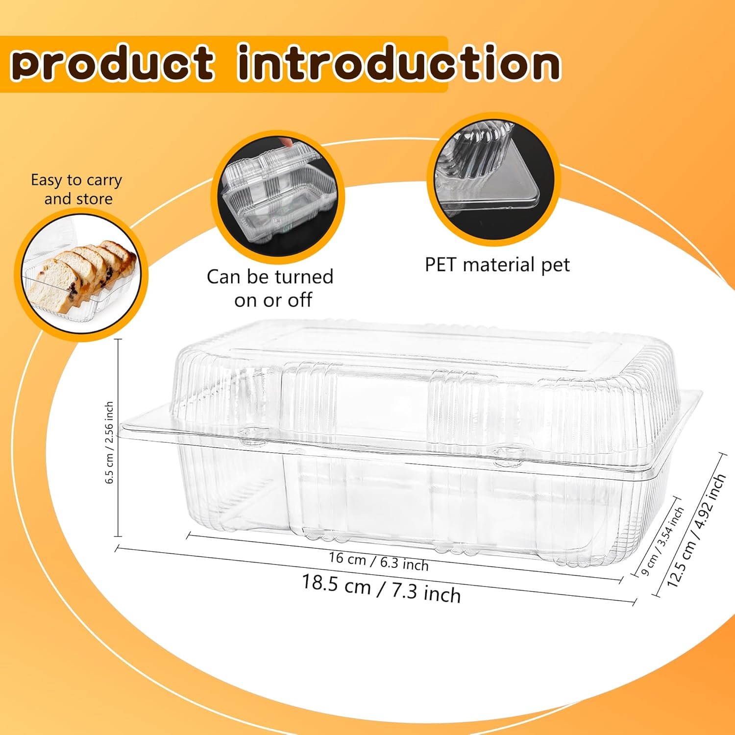 Grossiste Contenants Alimentaires Clairs en Plastique Hingeables 120 Pcs 7,2 x 4,9 x 2,5 Pouces Boîtes Transparentes à Emporter pour Gâteaux Pâtisseries Cookies Marque Blanche