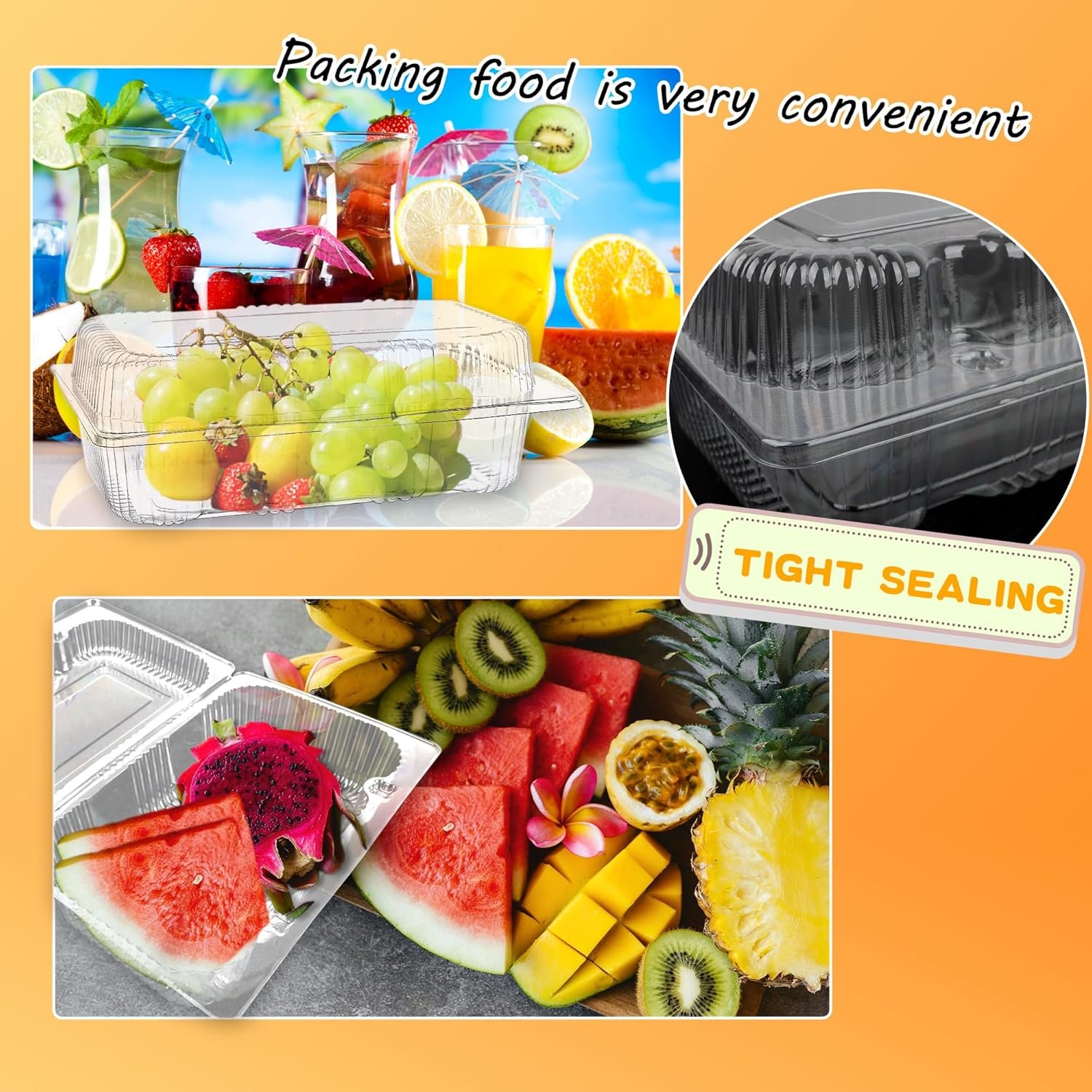 Grossiste Contenants Alimentaires Clairs en Plastique Hingeables 120 Pcs 7,2 x 4,9 x 2,5 Pouces Boîtes Transparentes à Emporter pour Gâteaux Pâtisseries Cookies Marque Blanche