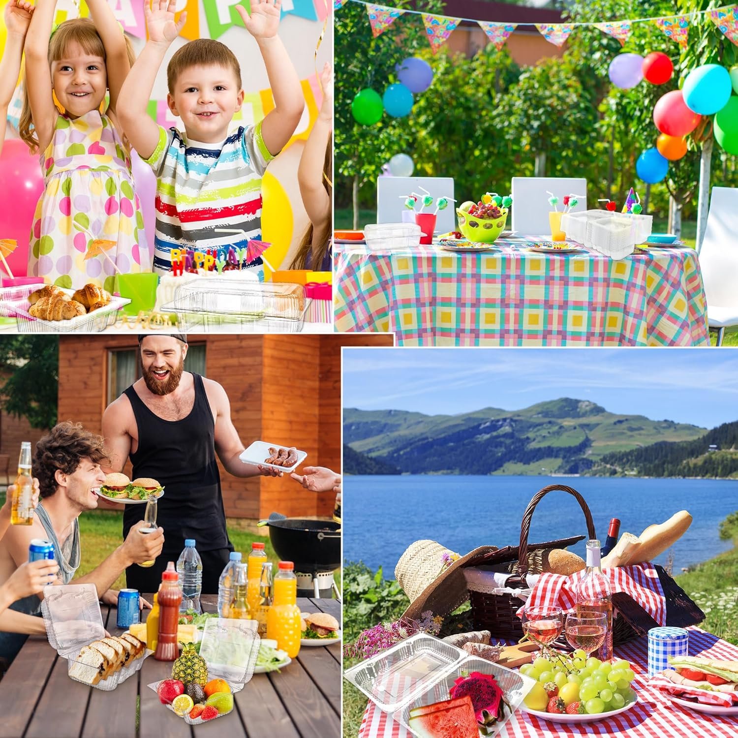 Grossiste Contenants Alimentaires Clairs en Plastique Hingeables 120 Pcs 7,2 x 4,9 x 2,5 Pouces Boîtes Transparentes à Emporter pour Gâteaux Pâtisseries Cookies Marque Blanche