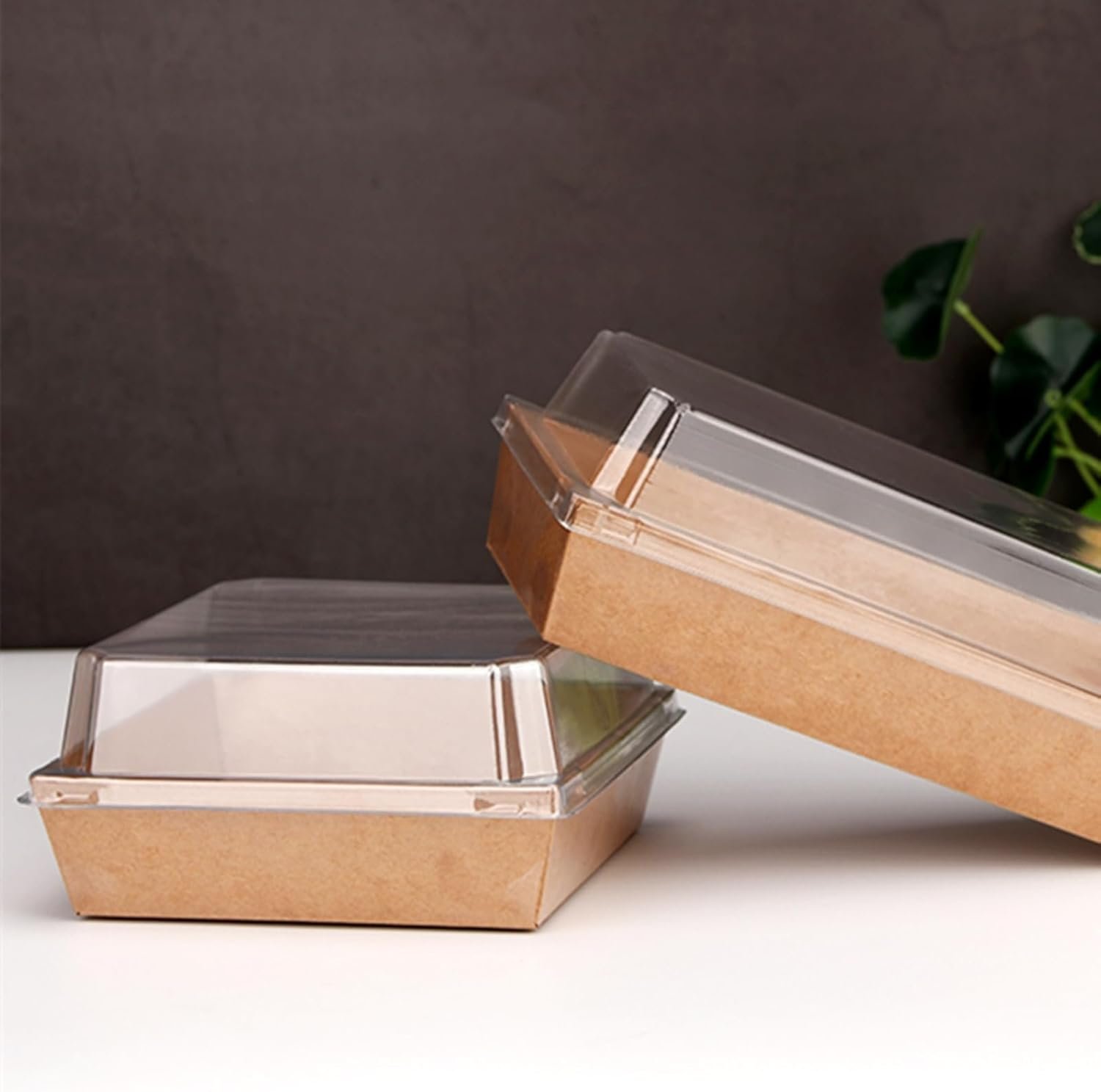 Grossiste en Vrac : Boîtes à Charcuterie en Papier 40 Pack avec Couvercles Clairs, 7 x 5 Pouces, Contenant à Emporter Jetable, Logo Personnalisé pour Gâteaux, Cupcakes, Sandwiches, Cookies, Bombes de Cacao, Salades, Fournisseur sûr.