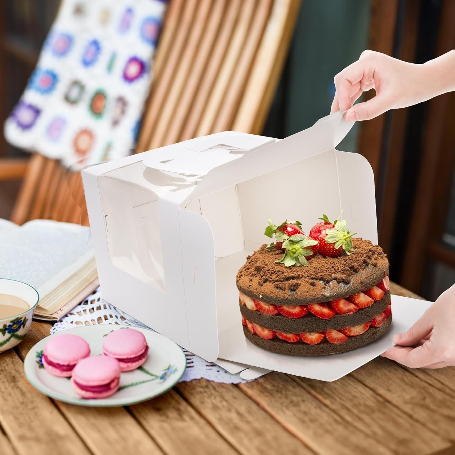 Boîtes à gâteaux en vrac, 40 pack (20 boîtes + 20 cartons), 7,8 x 7,8 x 5,7 pouces, contenants carrés jetables avec fenêtre transparente, Logo Personnalisé, Fabricant, idéal pour gâteaux, donuts et tartes.