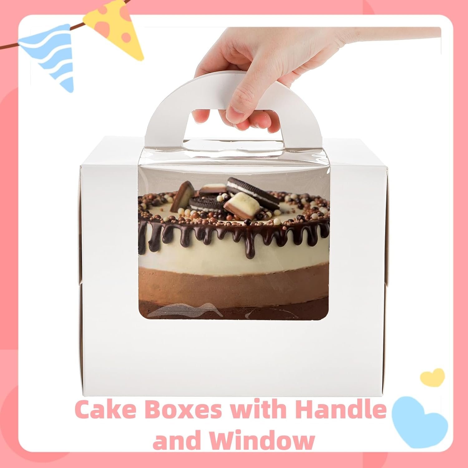 Boîtes à gâteaux en vrac, 40 pack (20 boîtes + 20 cartons), 7,8 x 7,8 x 5,7 pouces, contenants carrés jetables avec fenêtre transparente, Logo Personnalisé, Fabricant, idéal pour gâteaux, donuts et tartes.