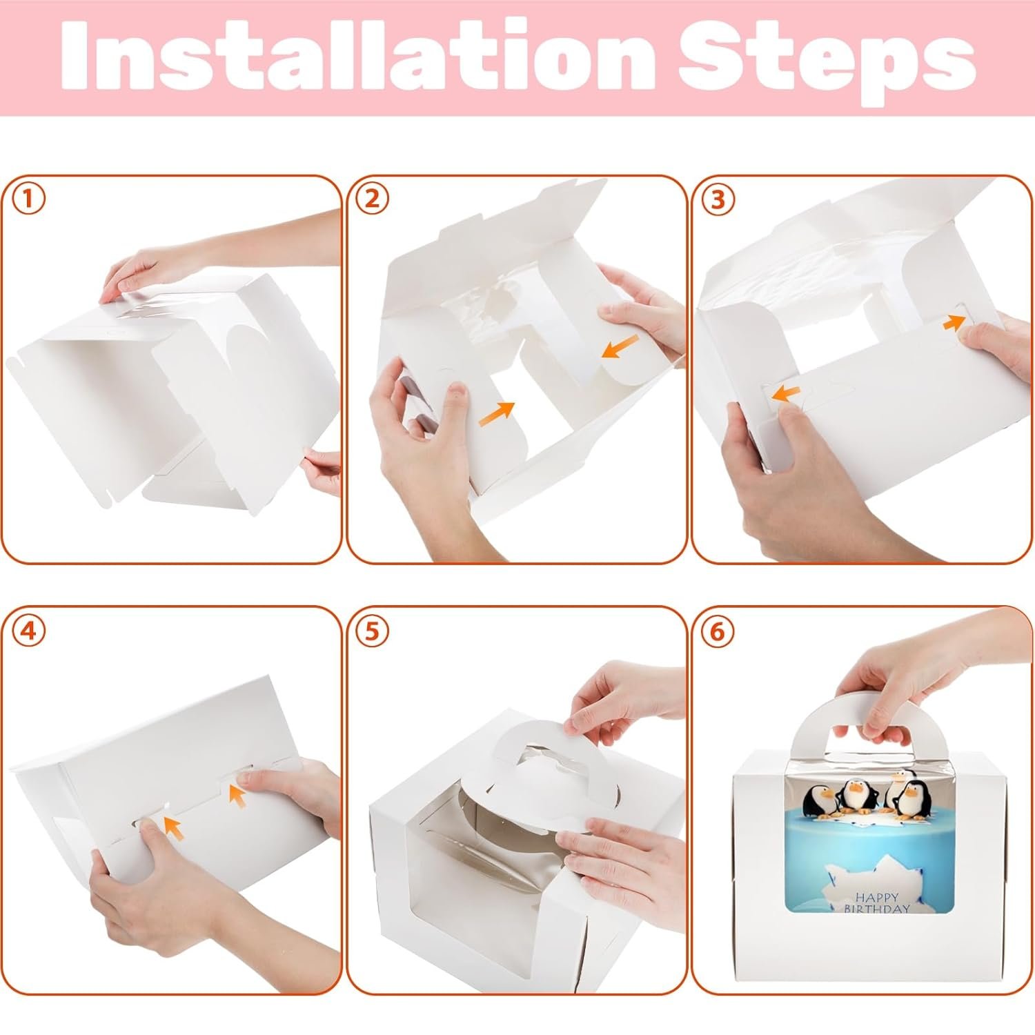 Boîtes à gâteaux en vrac, 40 pack (20 boîtes + 20 cartons), 7,8 x 7,8 x 5,7 pouces, contenants carrés jetables avec fenêtre transparente, Logo Personnalisé, Fabricant, idéal pour gâteaux, donuts et tartes.