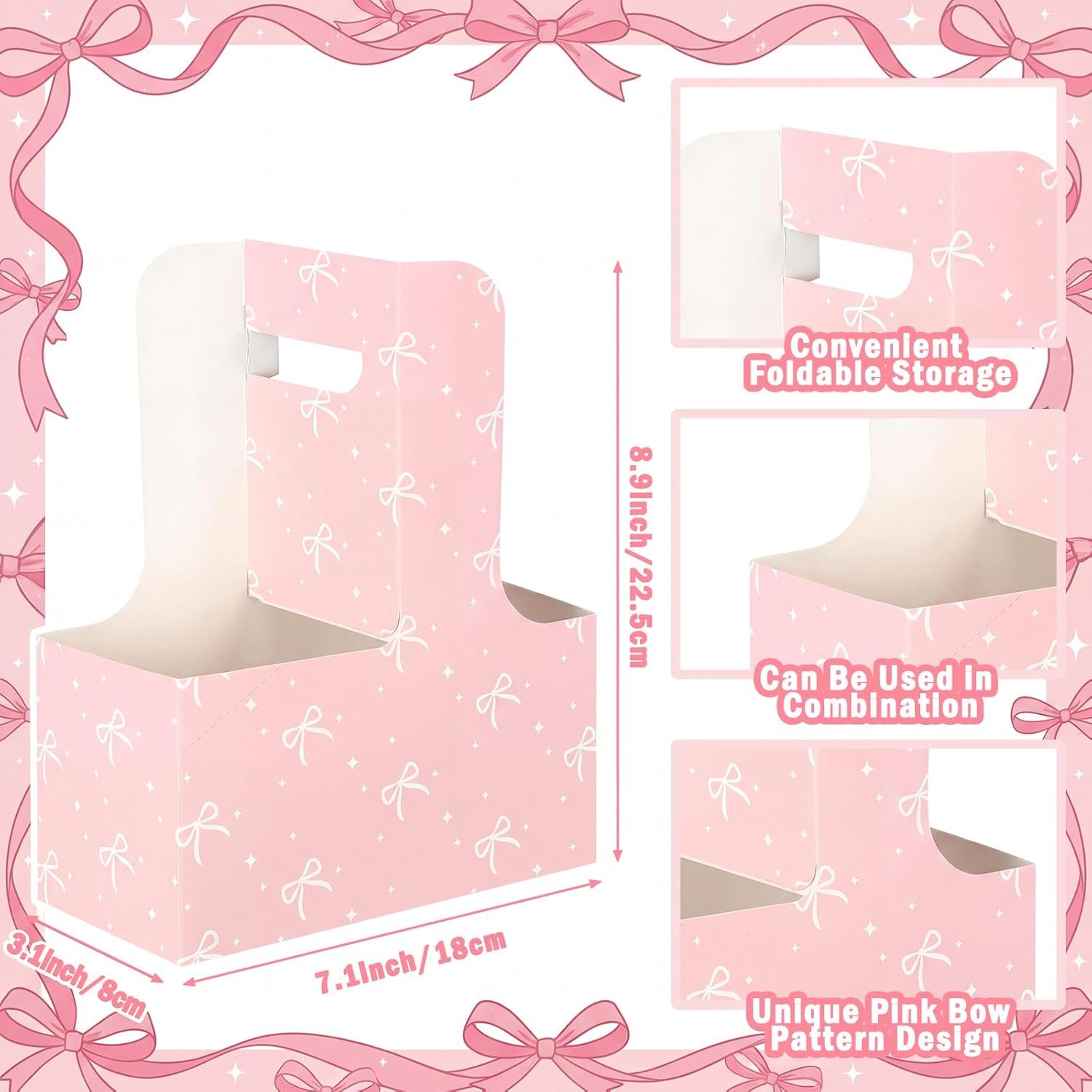 Grossiste 24 Pcs Sacs Cadeaux Jetables en Carton Rose Support pour 2 Tasses de Café avec Poignée Fournisseur Porte-Tasses Portables En Vrac Accessoires de Fête