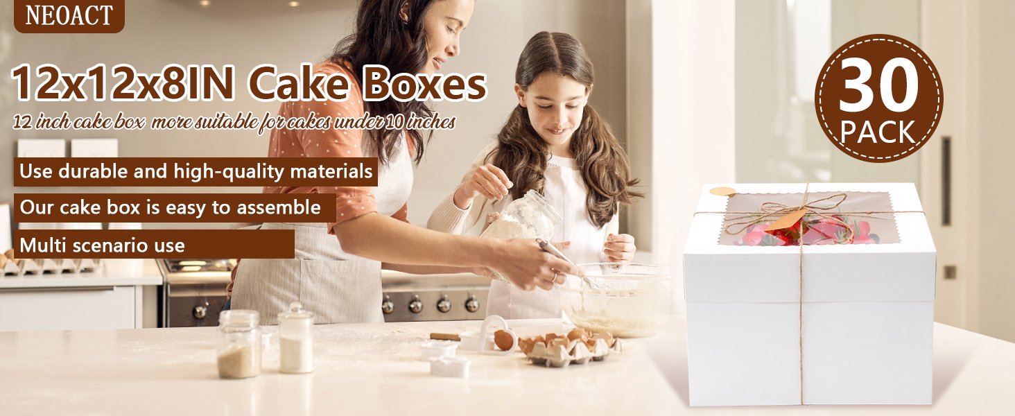 Grossiste 30 Boîtes à Gâteau en Carton 12x12x8 Pouces avec Fenêtre, Fournisseur de Boîtes à Gâteau pour Anniversaire, Mariage et Desserts Élevés, Logo Personnalisé Disponible en Vente en Gros