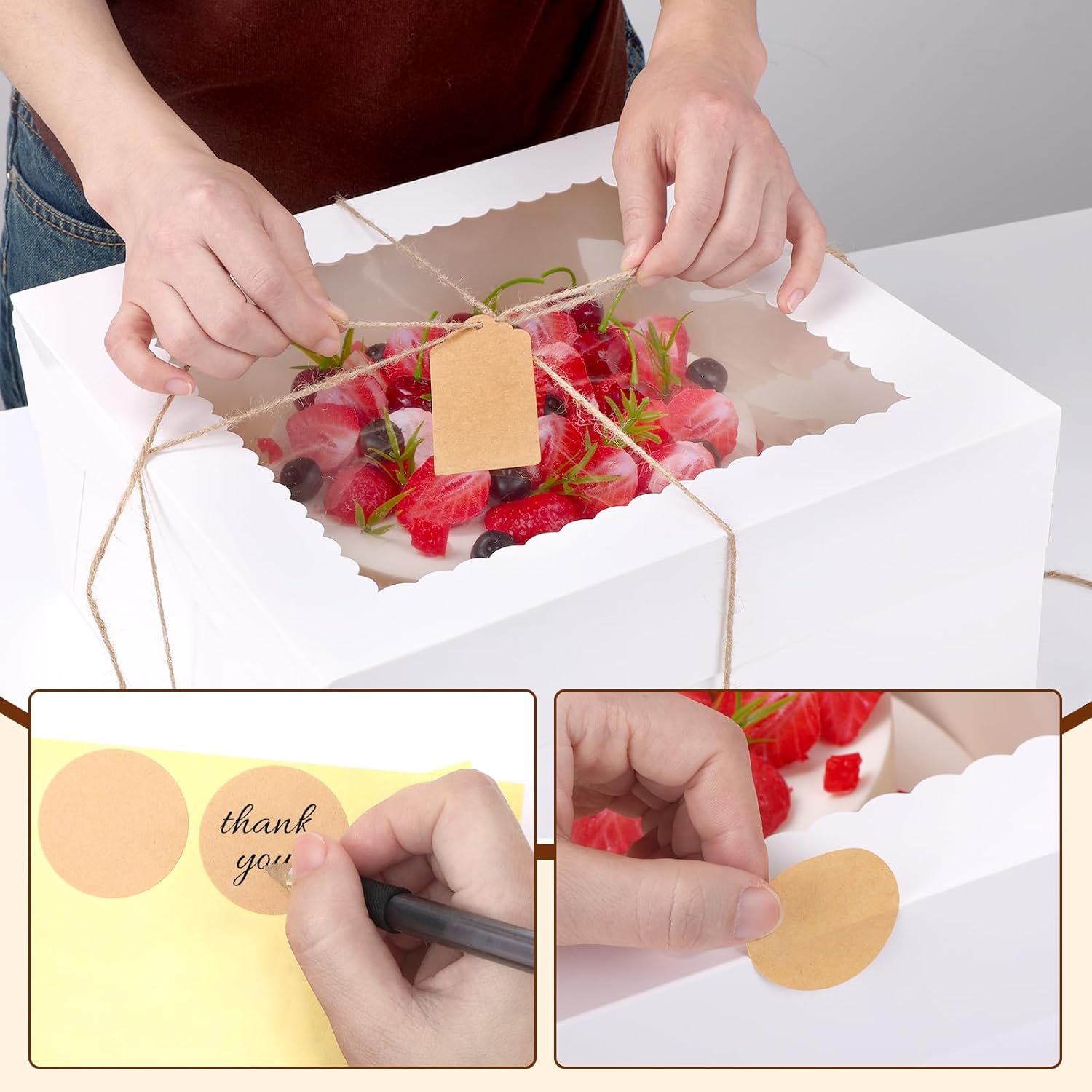 Grossiste 30 Boîtes à Gâteau en Carton 12x12x8 Pouces avec Fenêtre, Fournisseur de Boîtes à Gâteau pour Anniversaire, Mariage et Desserts Élevés, Logo Personnalisé Disponible en Vente en Gros