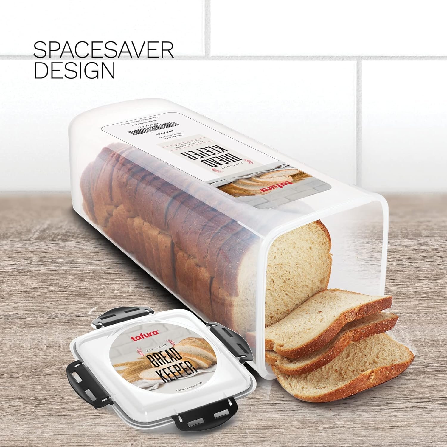 Grossiste conteneur à pain 5 litres en plastique sans BPA - Boîte hermétique pour pains faits maison et produits de boulangerie avec couvercle noir - Fabricant OEM 2 pièces