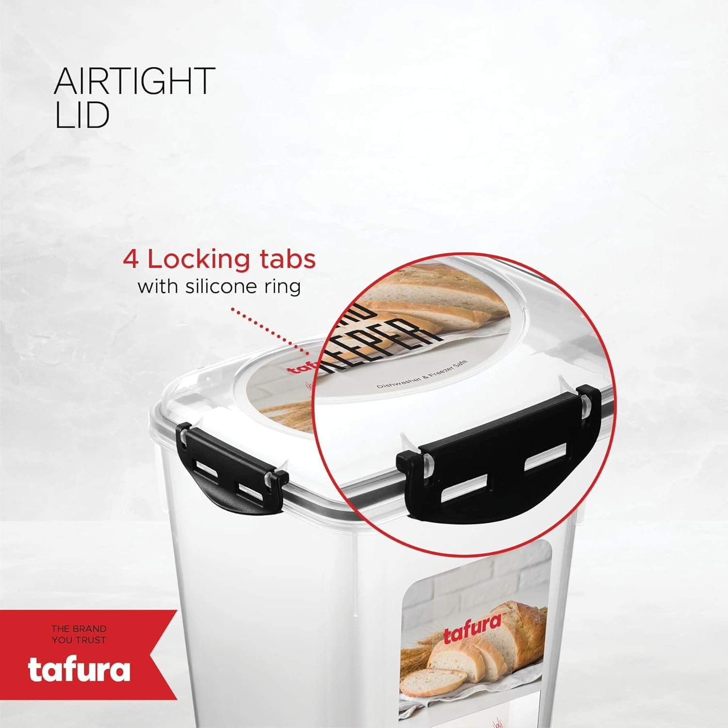 Grossiste conteneur à pain 5 litres en plastique sans BPA - Boîte hermétique pour pains faits maison et produits de boulangerie avec couvercle noir - Fabricant OEM 2 pièces