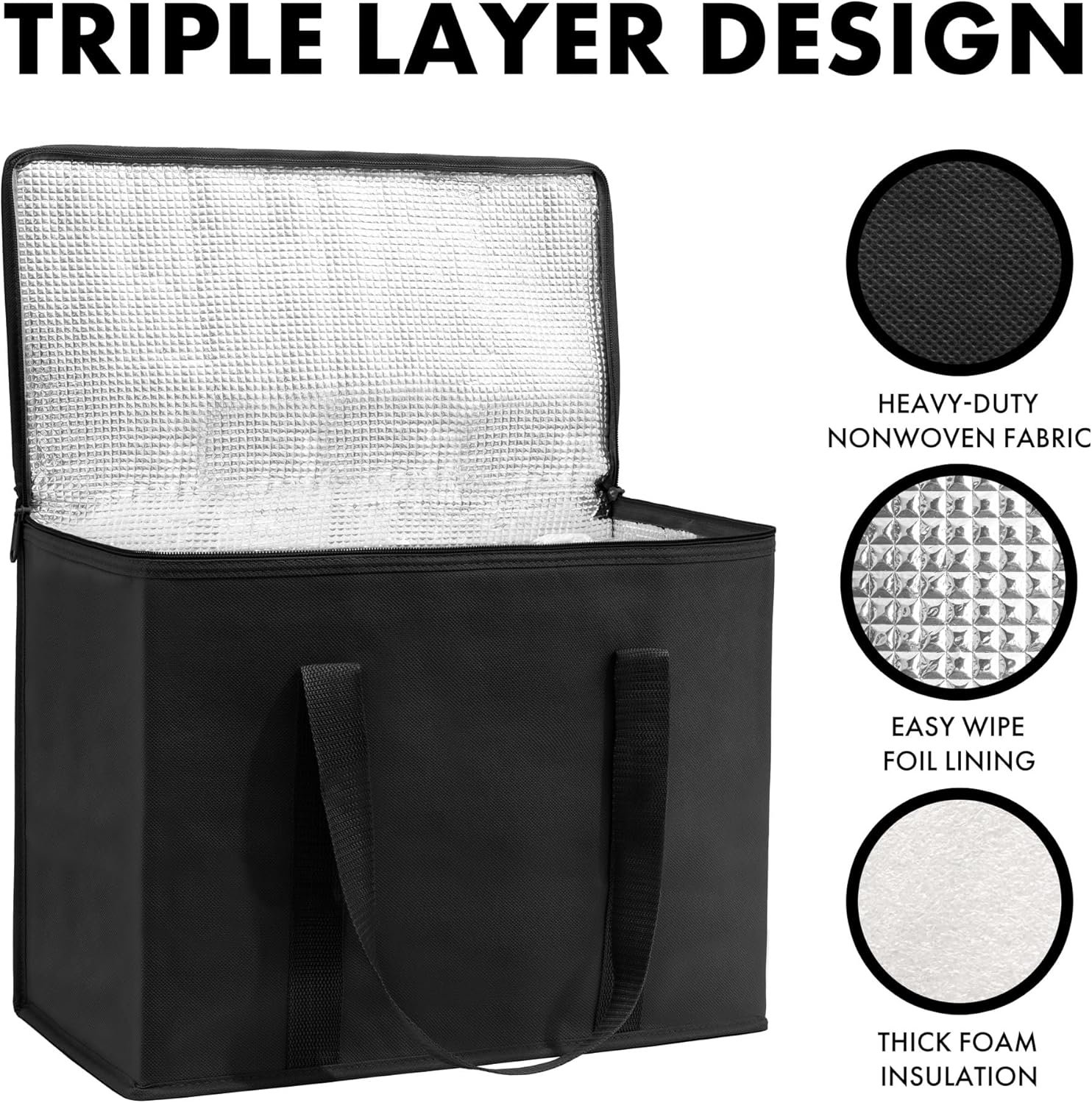 Sac isotherme réutilisable, solution de livraison et de restauration pour aliments chauds et froids, grossiste pour sacs de courses personnalisés, fournisseur d'options pliables pour Doordash.