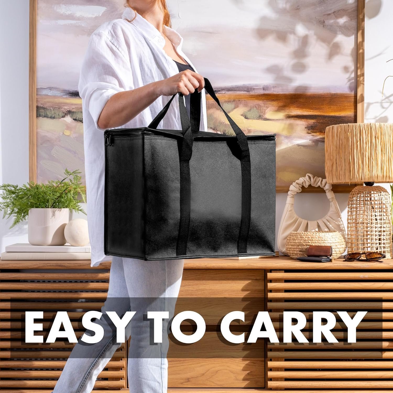 Sac isotherme réutilisable, solution de livraison et de restauration pour aliments chauds et froids, grossiste pour sacs de courses personnalisés, fournisseur d'options pliables pour Doordash.