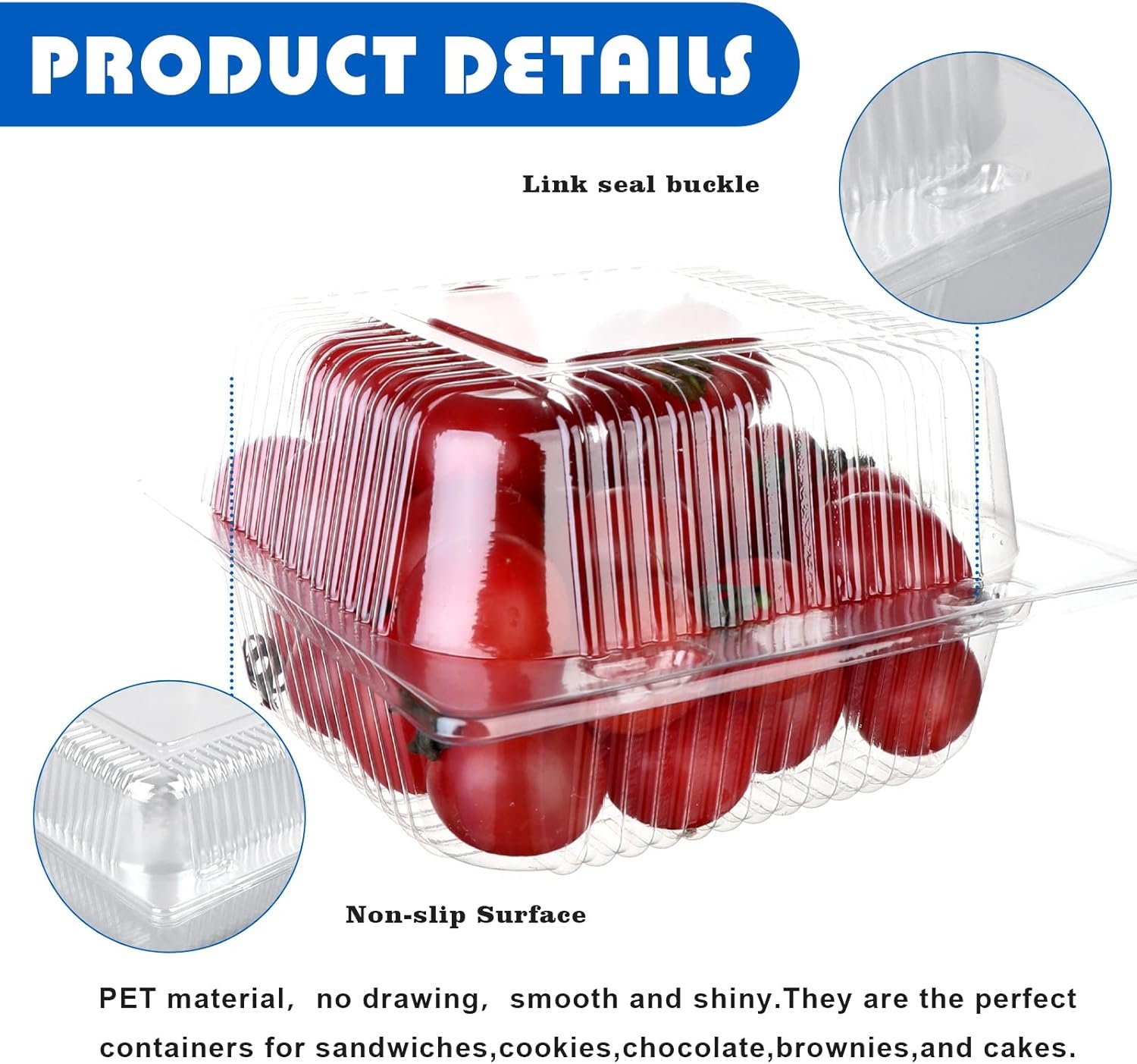 Grossiste de conteneurs alimentaires transparents, boîte à emporter 250 pcs 5x5 pouces, Fournisseur de plateaux à emporter avec logo personnalisé pour restaurants et livraisons en gros.