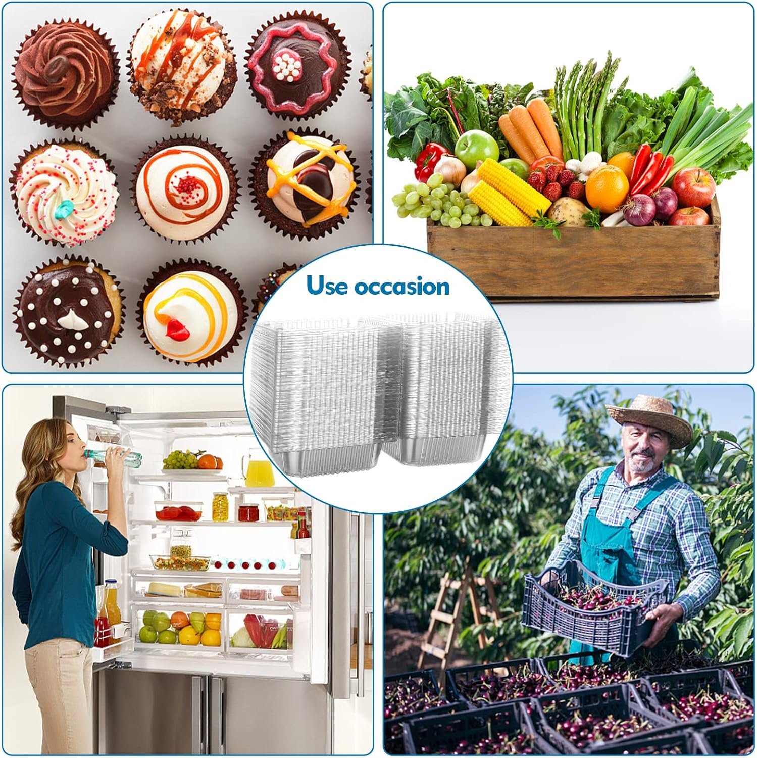 Grossiste de conteneurs alimentaires transparents, boîte à emporter 250 pcs 5x5 pouces, Fournisseur de plateaux à emporter avec logo personnalisé pour restaurants et livraisons en gros.