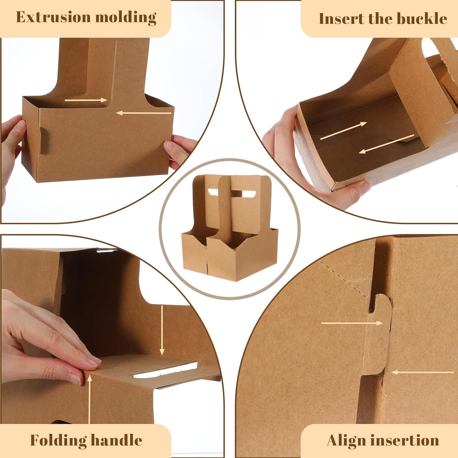 Grossiste 100 Pack de porte-gobelets de 2 tasses avec poignée, support de gobelet jetable en carton, idéal pour le café et autres boissons chaudes et froides, fournisseur pour la vente en gros.