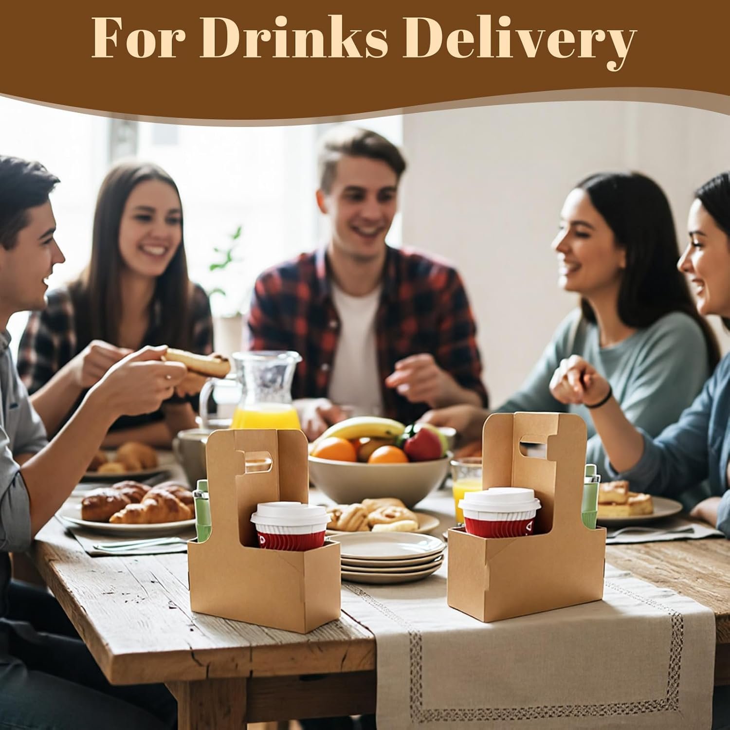 Grossiste 100 Pack de porte-gobelets de 2 tasses avec poignée, support de gobelet jetable en carton, idéal pour le café et autres boissons chaudes et froides, fournisseur pour la vente en gros.