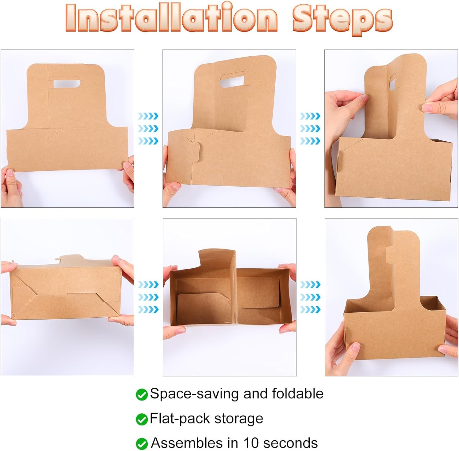 Grossiste Support de Boissons en Papier Carton - Porte-gobelets jetable pour 2 ou 4 tasses, idéal pour boissons froides et chaudes, Café, OEM, Vente en Gros de 100 unités avec poignées.