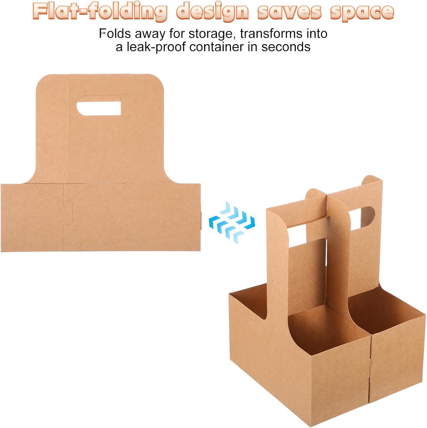 Grossiste Support de Boissons en Papier Carton - Porte-gobelets jetable pour 2 ou 4 tasses, idéal pour boissons froides et chaudes, Café, OEM, Vente en Gros de 100 unités avec poignées.