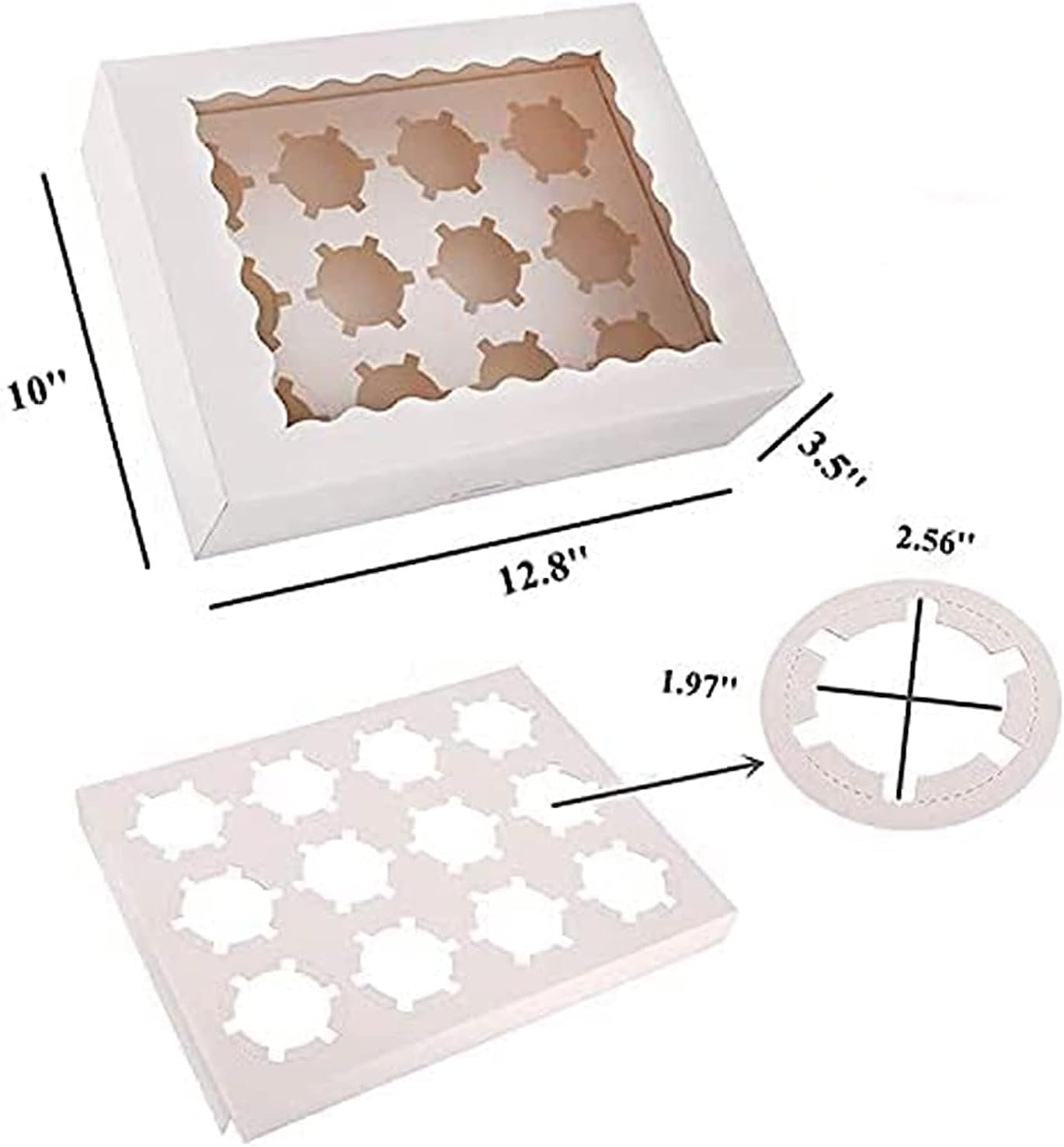 Grossiste en emballages alimentaires, boîtes à cupcakes de 6 pièces pour 12 cupcakes standards, inserts et fenêtres inclus, OEM des porte-gâteaux pour muffins et pâtisseries, fournisseur de produits de qualité.