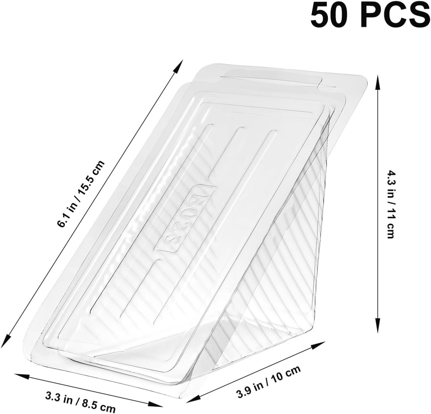 Boîte à sandwich triangulaire transparente 50PCS en plastique, grossiste pour contenant de gâteau, fabricant de solutions d'emballage jetables.