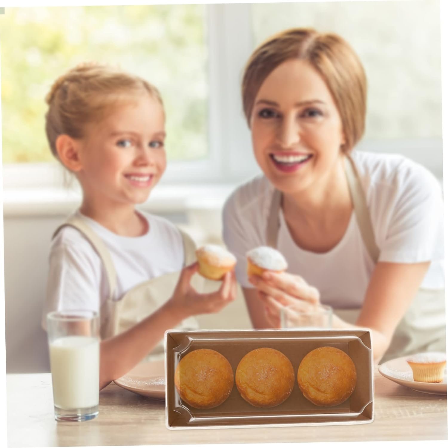 Boîte à sandwich rectangulaire en kraft de 10 pièces avec couvercles en plastique transparent, fournisseur de solutions d'emballage personnalisées pour la pâtisserie, la vente en gros de pain et snacks à emporter, idéale pour pique-niques et fêtes.