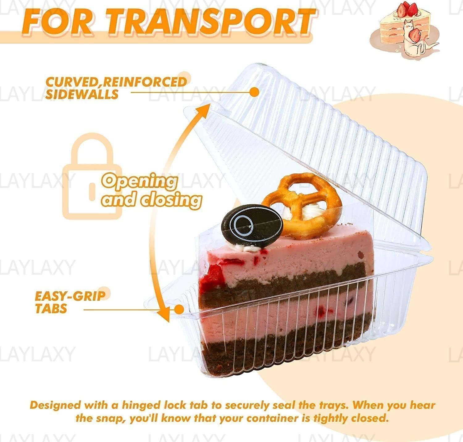 Grossiste 50 Pcs Conteneurs à Tranches de Gâteau avec Couvercle, Boîtes Triangle Transparentes en Plastique Jetables pour Cheesecake, Flan, Cupcake, Dessert - Marque Blanche et Vente en Gros pour Emporter