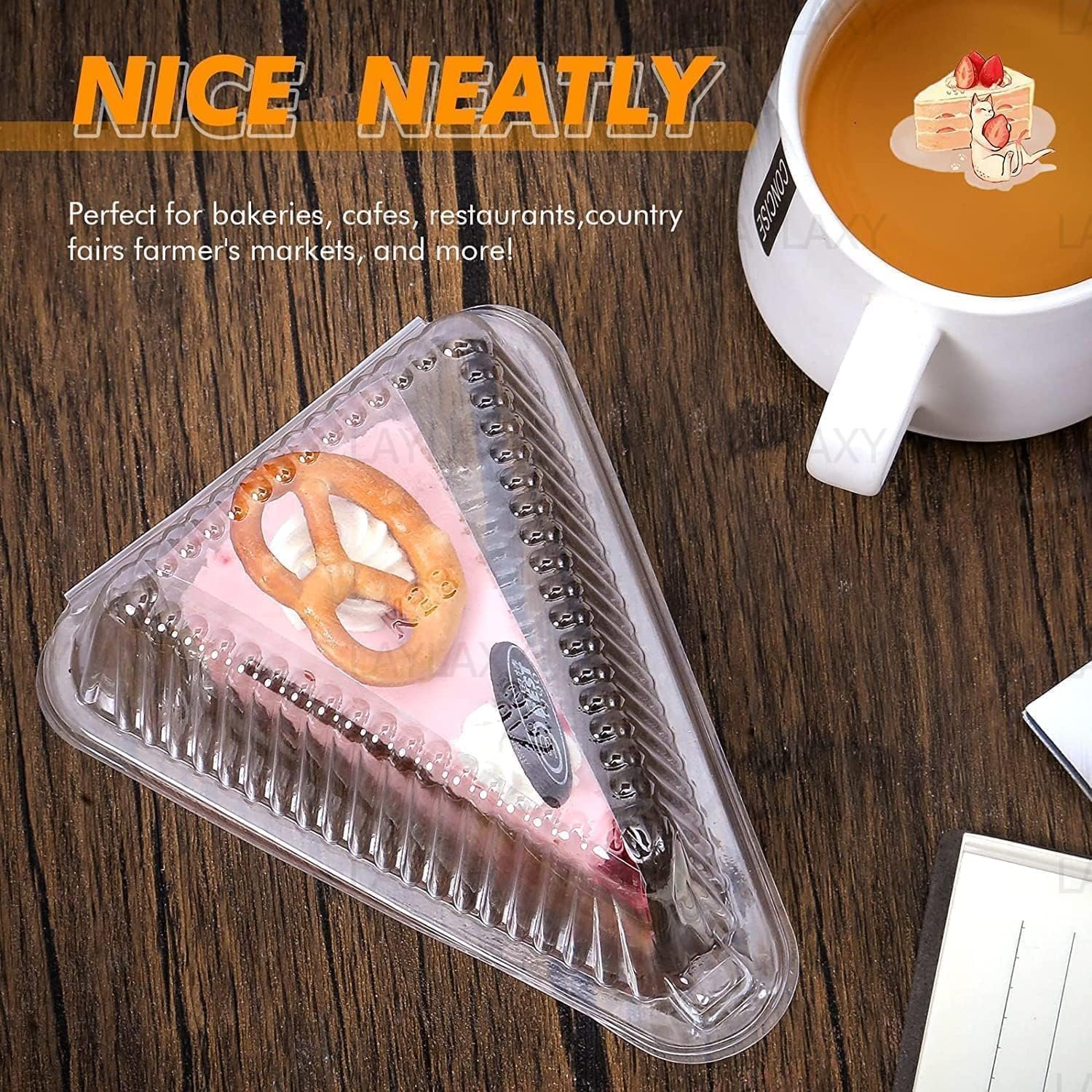 Grossiste 50 Pcs Conteneurs à Tranches de Gâteau avec Couvercle, Boîtes Triangle Transparentes en Plastique Jetables pour Cheesecake, Flan, Cupcake, Dessert - Marque Blanche et Vente en Gros pour Emporter