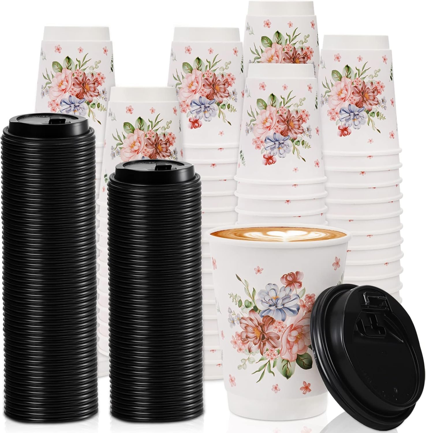 Grossiste en Vrac, Gobelets à Café Jetables 12 Oz avec 100 Couvercles, Cups pour Boissons Chaudes Isolées, Personnalisation de Logo pour Réceptions de Mariage et Café Glacé.