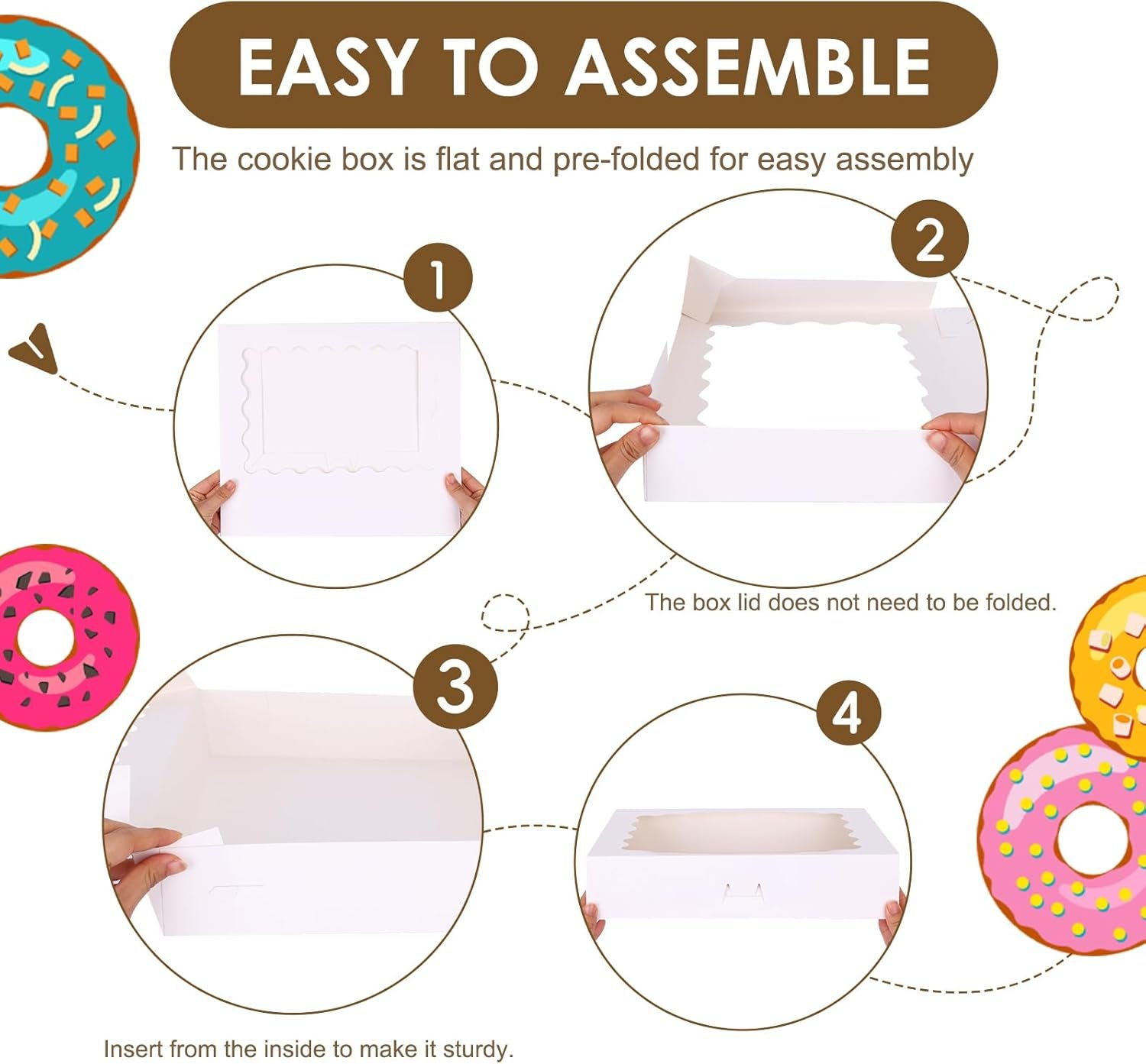 Grossiste en Vrac Boîtes à Pâtisseries 24 pcs 14x10x2,5 pouces avec fenêtre pour Fraises Chocolatées, Beignets, Tartes, Muffins et Pâtisseries - Logo Personnalisé, Fabricant.