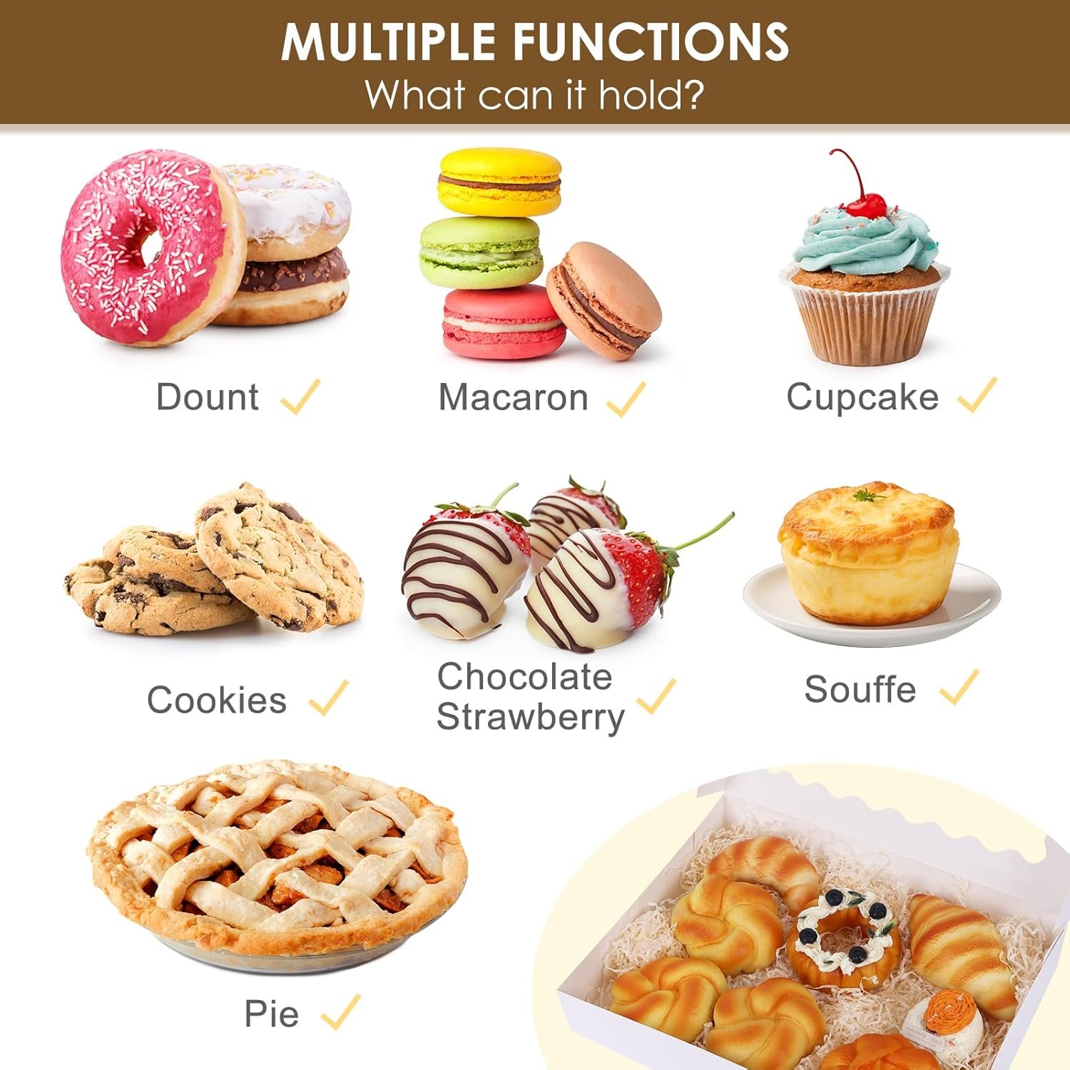 Grossiste en Vrac Boîtes à Pâtisseries 24 pcs 14x10x2,5 pouces avec fenêtre pour Fraises Chocolatées, Beignets, Tartes, Muffins et Pâtisseries - Logo Personnalisé, Fabricant.