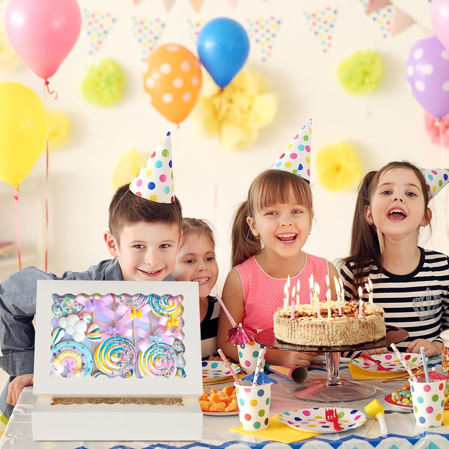 Grossiste en Vrac Boîtes à Pâtisseries 24 pcs 14x10x2,5 pouces avec fenêtre pour Fraises Chocolatées, Beignets, Tartes, Muffins et Pâtisseries - Logo Personnalisé, Fabricant.