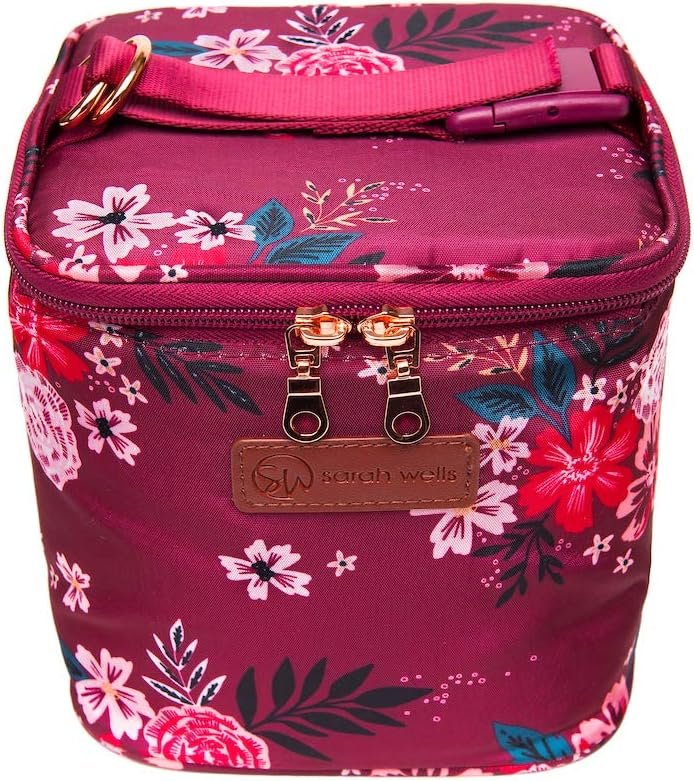 Grossiste en sacs isothermes pour lait maternel avec pack de glace testé en toute sécurité – Logo personnalisé pour le stockage de lait au travail, en voyage et en crèche – Fabricant de solutions durables et lavables – Idéal pour bouteilles et accessoires (Fleur Berry)