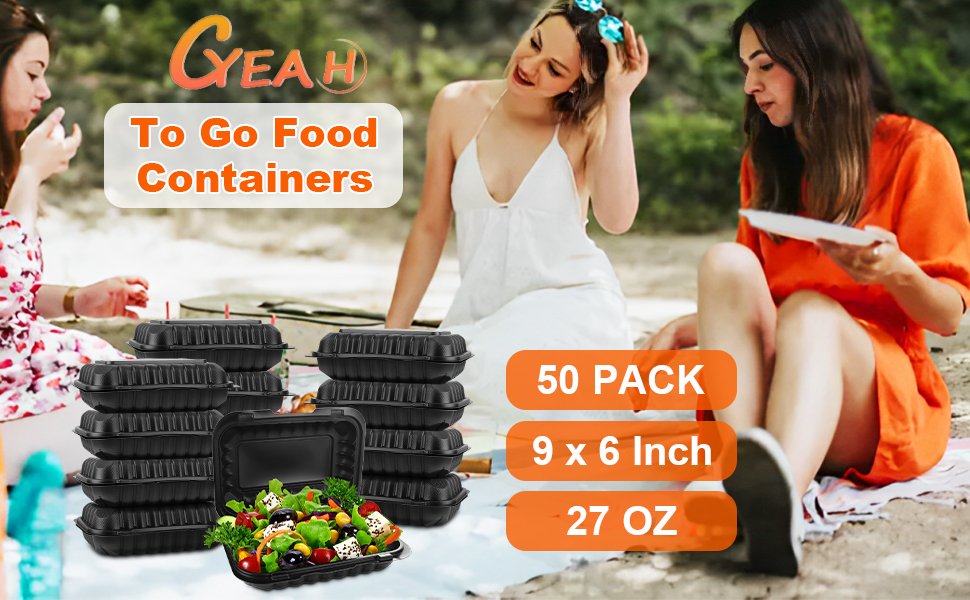 Grossiste conteneurs alimentaires en plastique 27 OZ, 50 pièces plateau à emporter 9 x 6 pouces, personnalisation de logo disponible pour vente en gros.