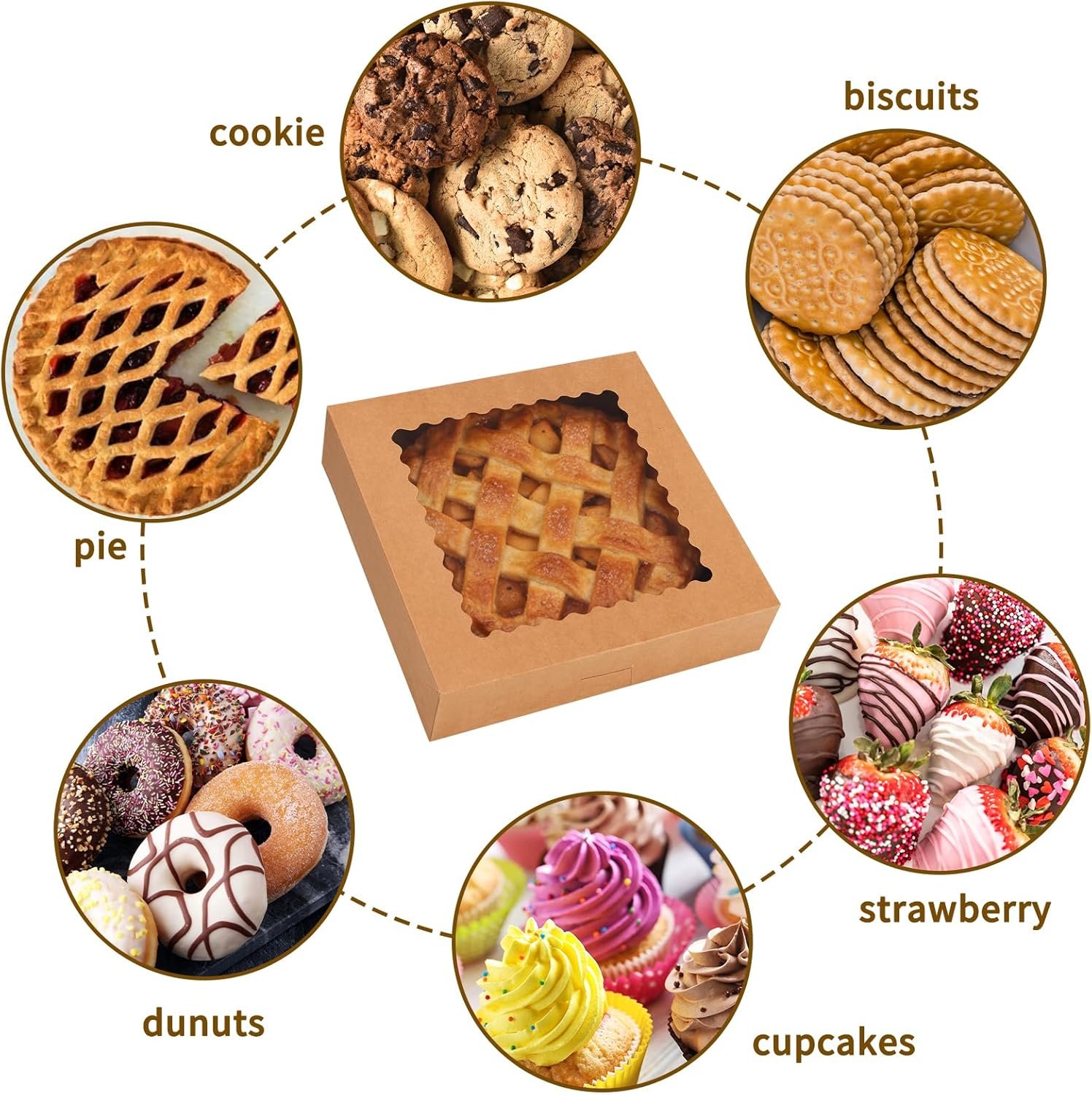 Grossiste Boîtes à Gâteau en Vrac 10x10x2.5 avec Fenêtre, Boîtes Auto-Popup Brunes pour Tartes, Muffins et Desserts, Logo Personnalisé, Fabricant. Grossiste Boîtes à Gâteau en Vrac 10x10x2.5 avec Fenêtre, Boîtes Auto-Popup Brunes pour Tartes, Muffins et Desserts, Logo Personnalisé, Fabricant.