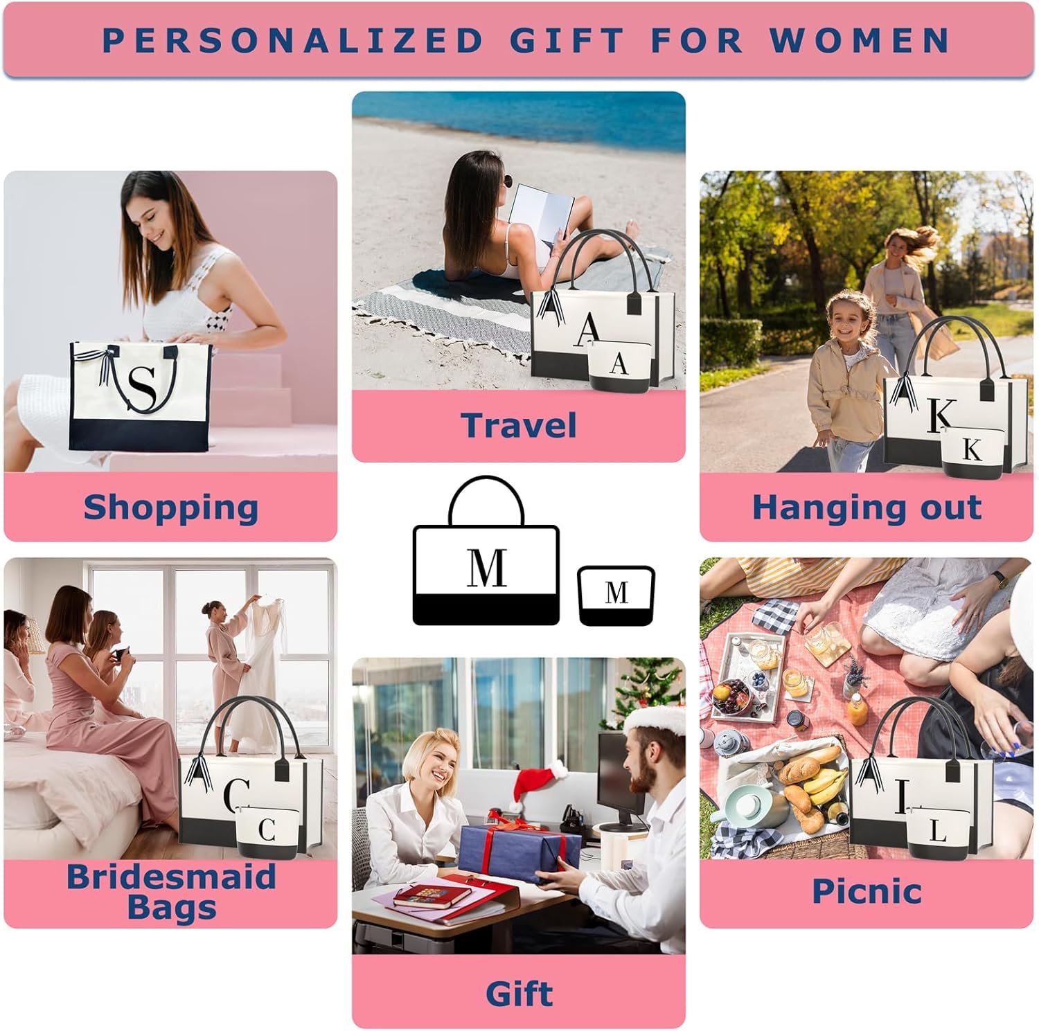 Sac Tote en Toile Monogrammé avec Poches Zippées - Grossiste pour un Cadeau Idéal pour Maman, Enseignant, Sœur - Marque Blanche et Fabricant de Qualité Sac Tote en Toile Monogrammé avec Poches Zippées - Grossiste pour un Cadeau Idéal pour Maman, Enseignant, Sœur - Marque Blanche et Fabricant de Qualité