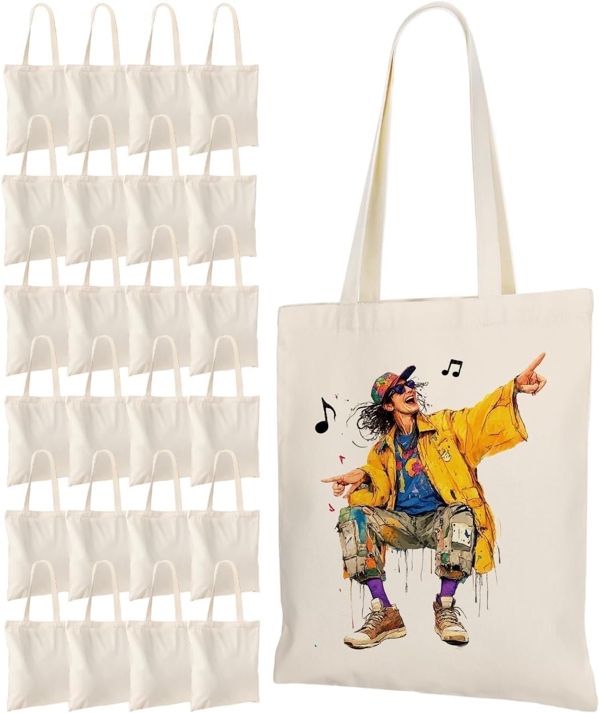 Tote Bags en Vrac 24 Pack en Toile pour Sublimation, Peinture, HTV - 10oz Tissu Épais Non-Rétrécissant, 14x15 Pouces Sacs Blanks pour DIY & Cadeaux Personnalisés avec Logo Personnalisé, Fabricant spécialisé.