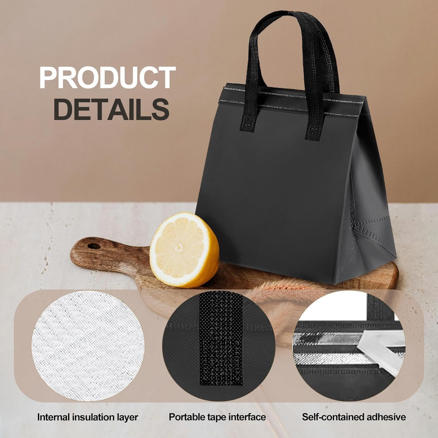 Pack de 120 sacs de transport isothermal en vrac, sacs thermiques pour aliments chauds/froids, logo personnalisé pour restauration, cafés, pizzerias et pique-niques.