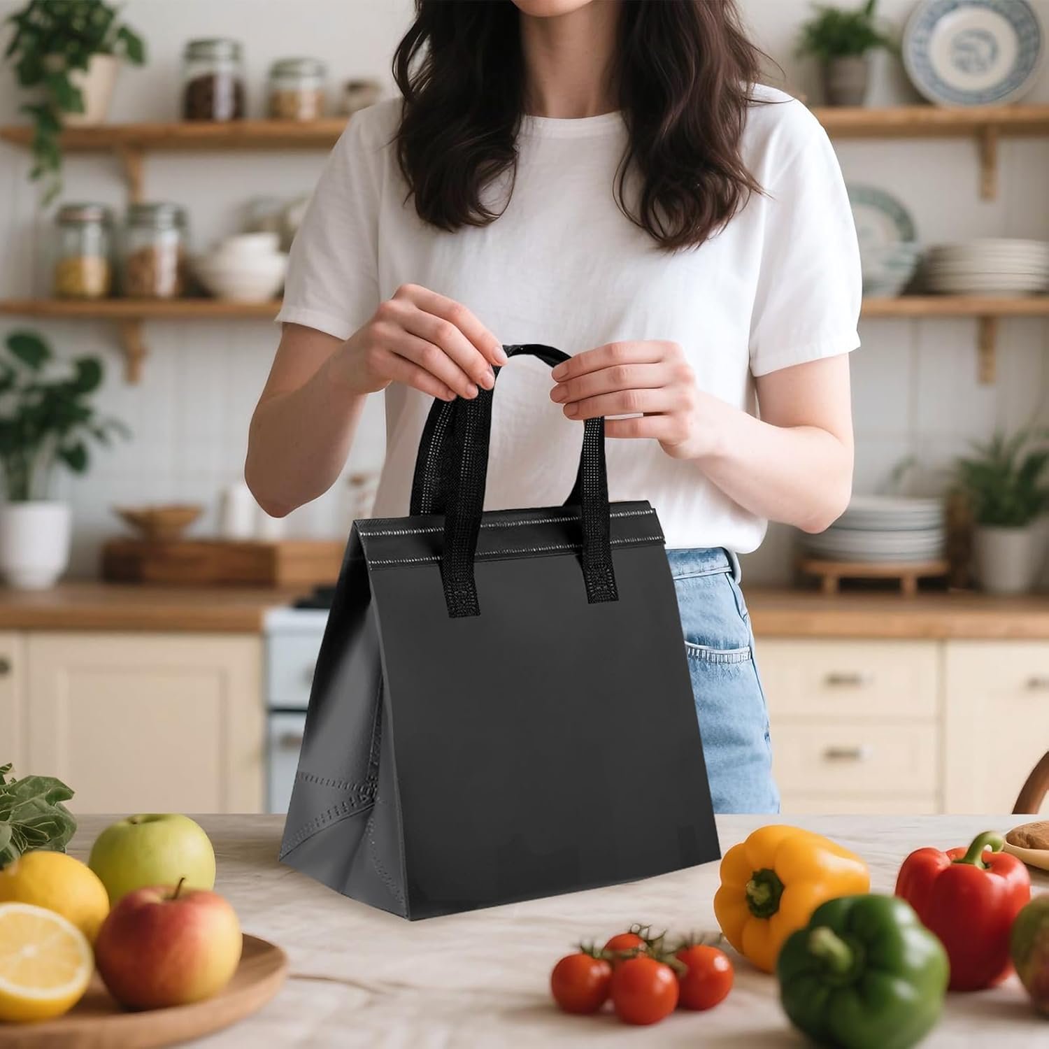 Pack de 120 sacs de transport isothermal en vrac, sacs thermiques pour aliments chauds/froids, logo personnalisé pour restauration, cafés, pizzerias et pique-niques.