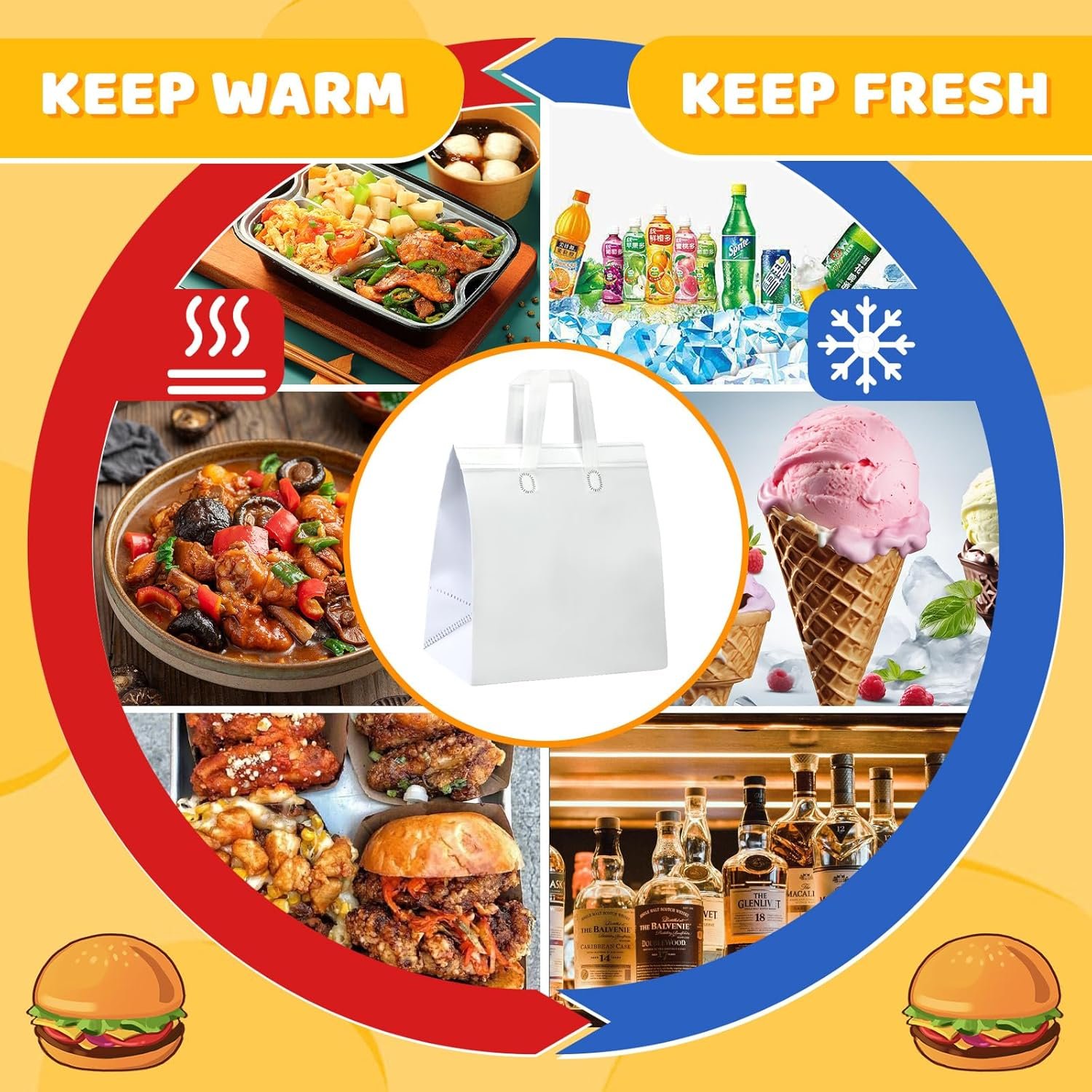 Grossiste sacs de transport isolés 200 Pcs, 10.24x11.02x6.69 pouces, pour aliments chauds, froids, et congelés, Logo Personnalisé, Fabricant des sacs jetables thermiques pour livraison en vrac. Grossiste sacs de transport isolés 200 Pcs, 10.24x11.02x6.69 pouces, pour aliments chauds, froids, et congelés, Logo Personnalisé, Fabricant des sacs jetables thermiques pour livraison en vrac.
