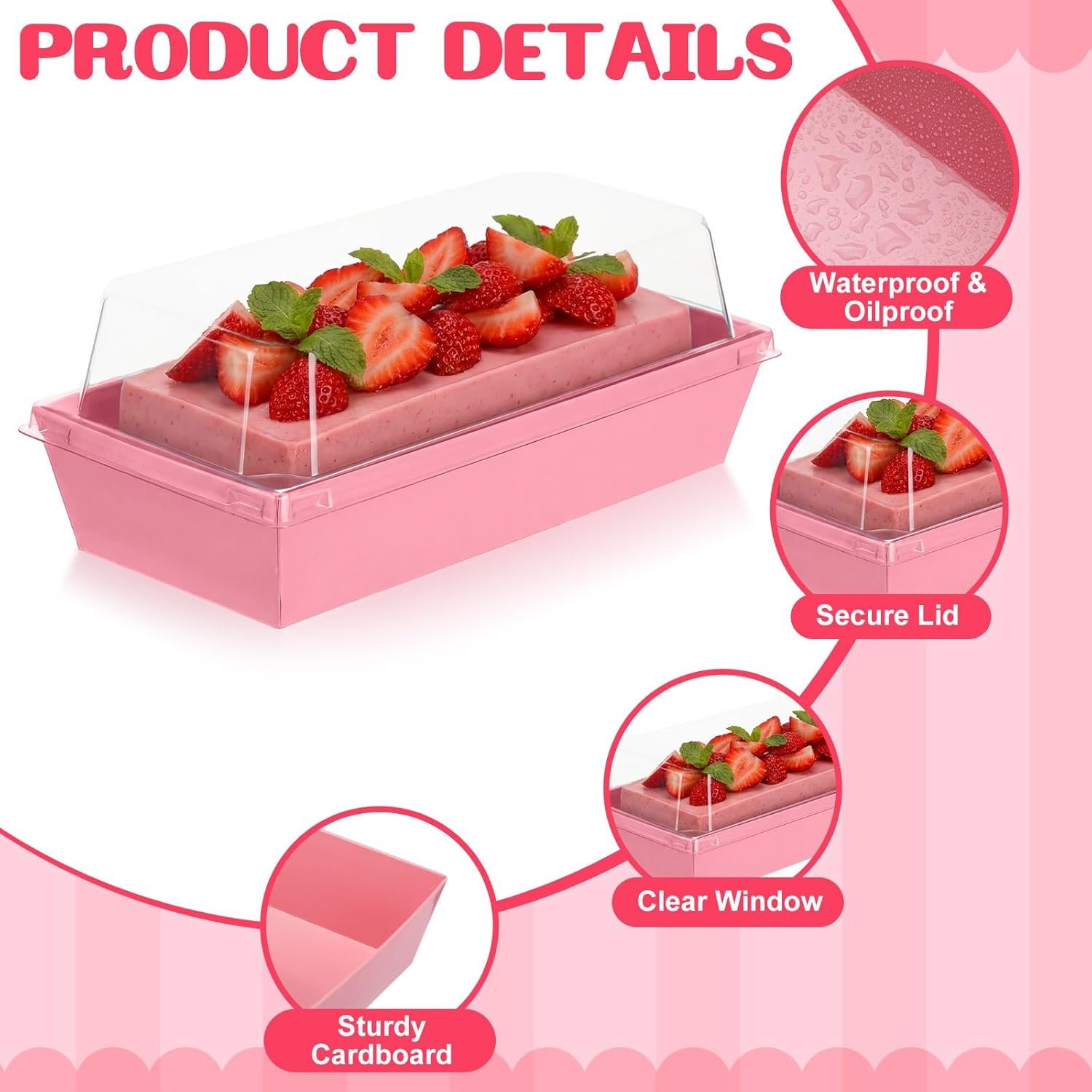 Grossiste 144 Pcs Boîtes à Charcuterie 7 Pouces avec Couvercles Transparente, Contenants pour Gâteau, Boîtes en Papier, Produits Alimentaires Jetables pour Dessert, OEM Mini Gâteau, Cookie, Sandwich, Fraise.