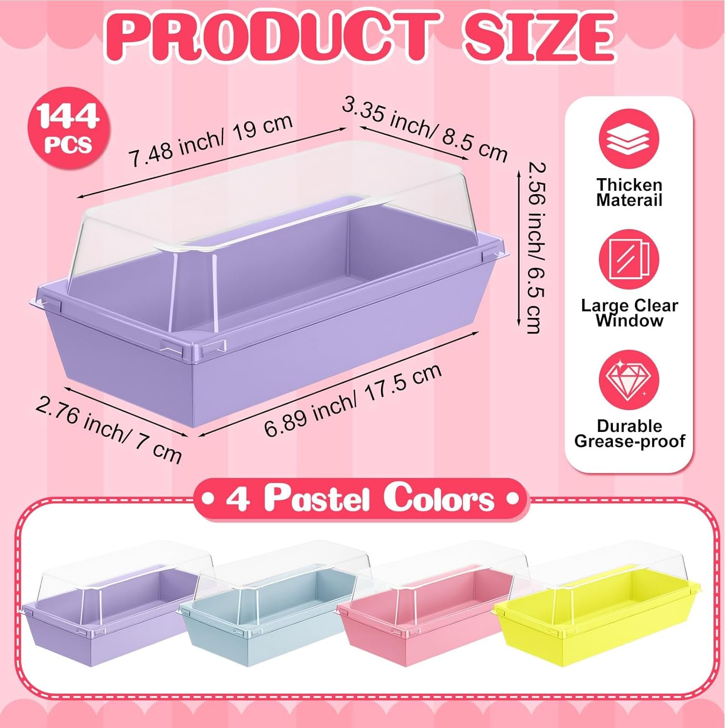 Grossiste 144 Pcs Boîtes à Charcuterie 7 Pouces avec Couvercles Transparente, Contenants pour Gâteau, Boîtes en Papier, Produits Alimentaires Jetables pour Dessert, OEM Mini Gâteau, Cookie, Sandwich, Fraise.