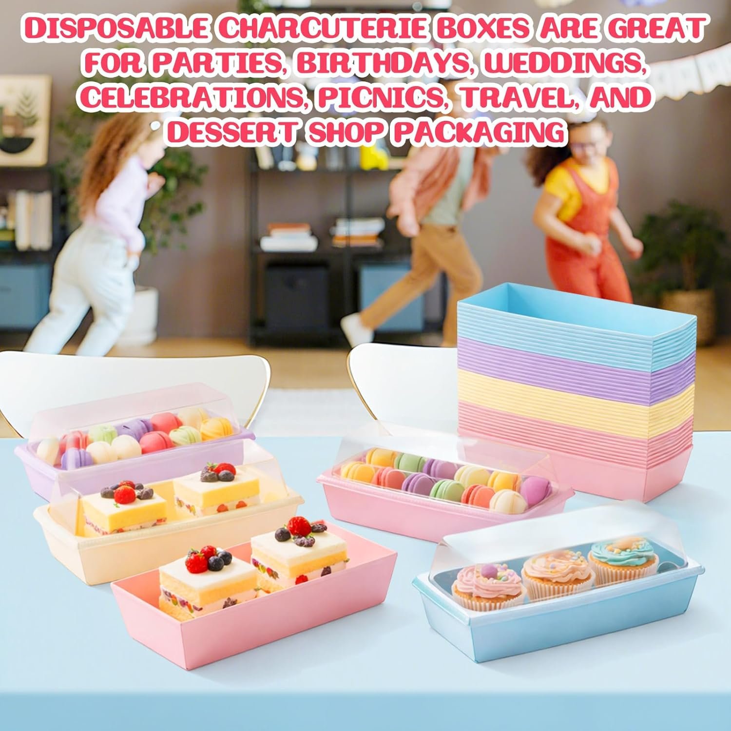 Grossiste 144 Pcs Boîtes à Charcuterie 7 Pouces avec Couvercles Transparente, Contenants pour Gâteau, Boîtes en Papier, Produits Alimentaires Jetables pour Dessert, OEM Mini Gâteau, Cookie, Sandwich, Fraise.