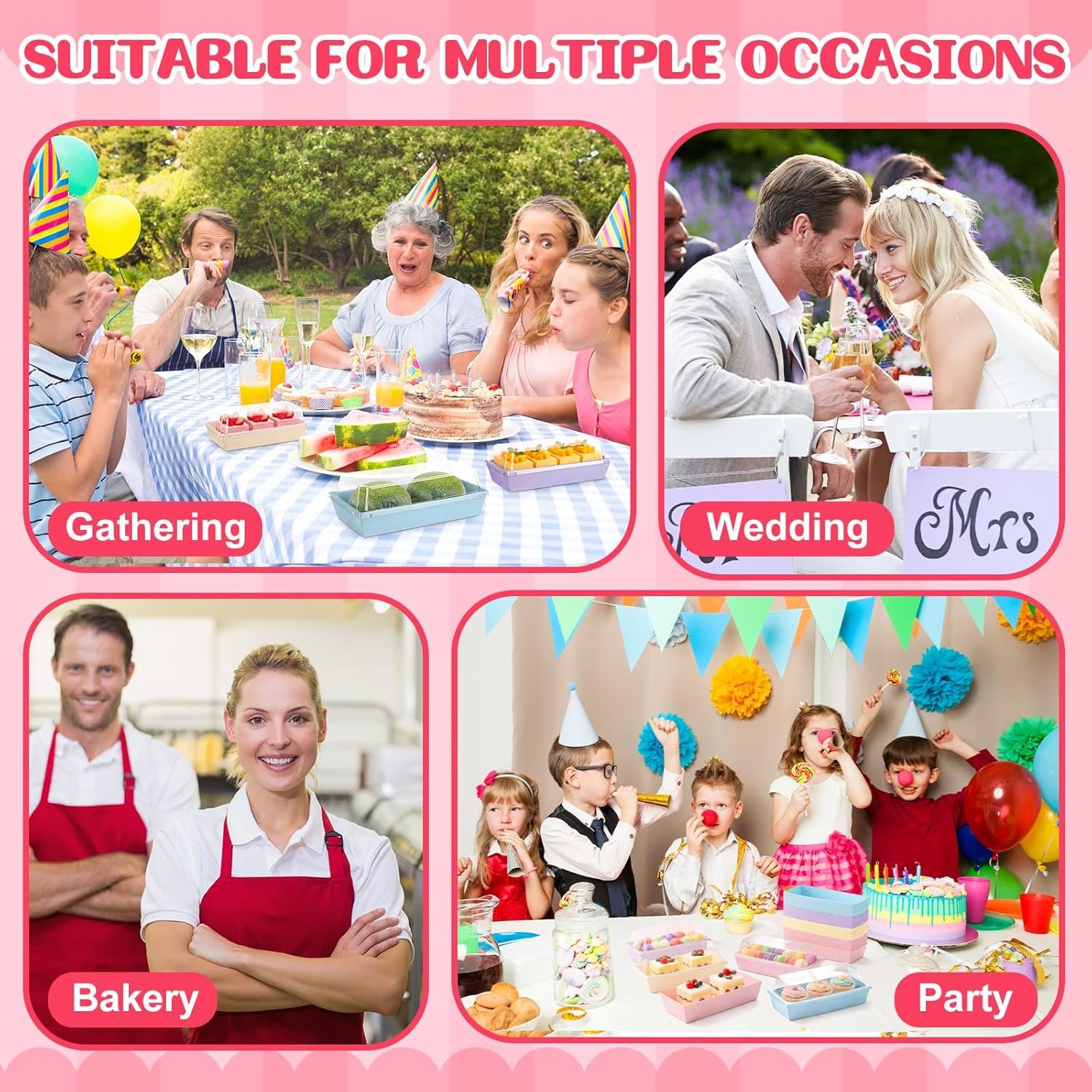 Grossiste 144 Pcs Boîtes à Charcuterie 7 Pouces avec Couvercles Transparente, Contenants pour Gâteau, Boîtes en Papier, Produits Alimentaires Jetables pour Dessert, OEM Mini Gâteau, Cookie, Sandwich, Fraise.