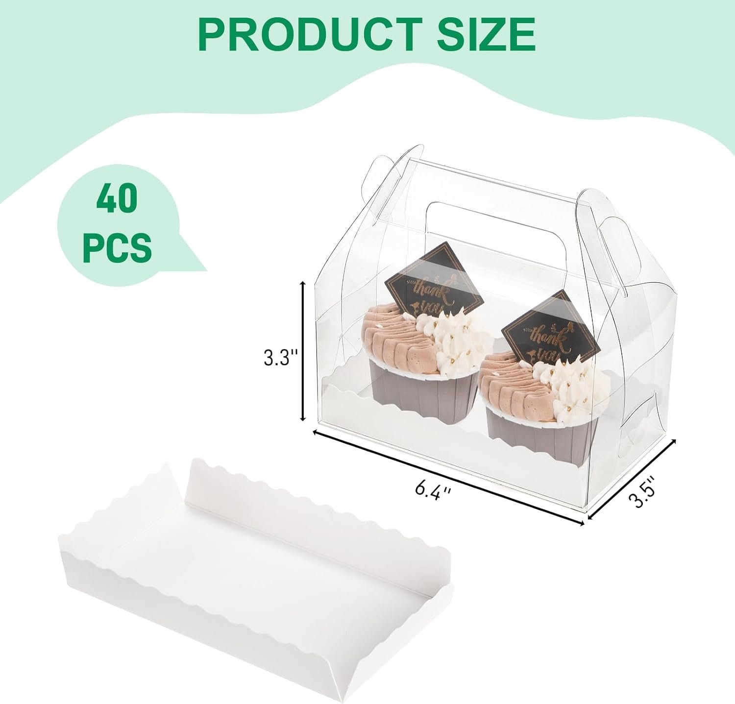 Gourmet boîte cadeau pâtisserie 40 pack avec logo personnalisé, taille 6,4''L x 3,5''W x 3,3''H, conteneurs pour bonbons et desserts, fournisseur en gros pour anniversaires, mariages et baby showers, avec poignées. Gourmet boîte cadeau pâtisserie 40 pack avec logo personnalisé, taille 6,4''L x 3,5''W x 3,3''H, conteneurs pour bonbons et desserts, fournisseur en gros pour anniversaires, mariages et baby showers, avec poignées.