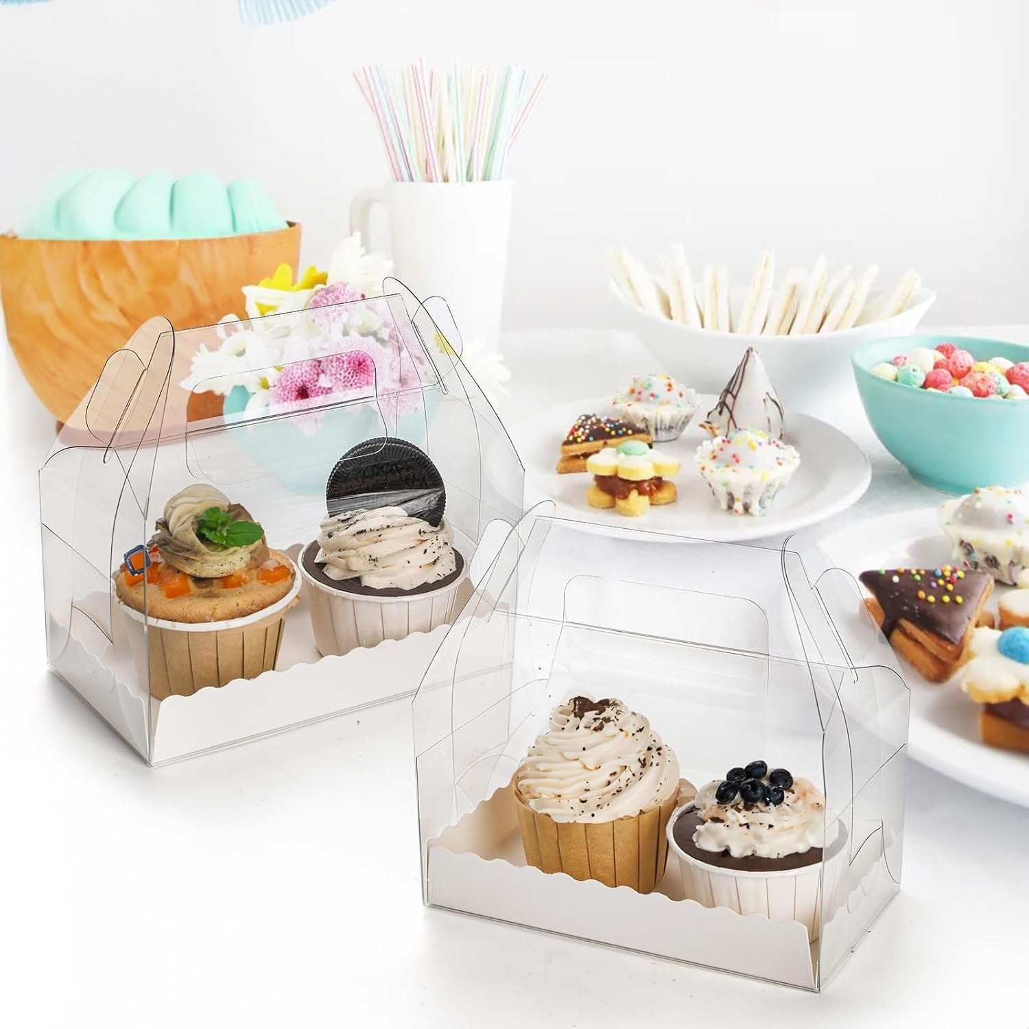 Gourmet boîte cadeau pâtisserie 40 pack avec logo personnalisé, taille 6,4''L x 3,5''W x 3,3''H, conteneurs pour bonbons et desserts, fournisseur en gros pour anniversaires, mariages et baby showers, avec poignées. Gourmet boîte cadeau pâtisserie 40 pack avec logo personnalisé, taille 6,4''L x 3,5''W x 3,3''H, conteneurs pour bonbons et desserts, fournisseur en gros pour anniversaires, mariages et baby showers, avec poignées.
