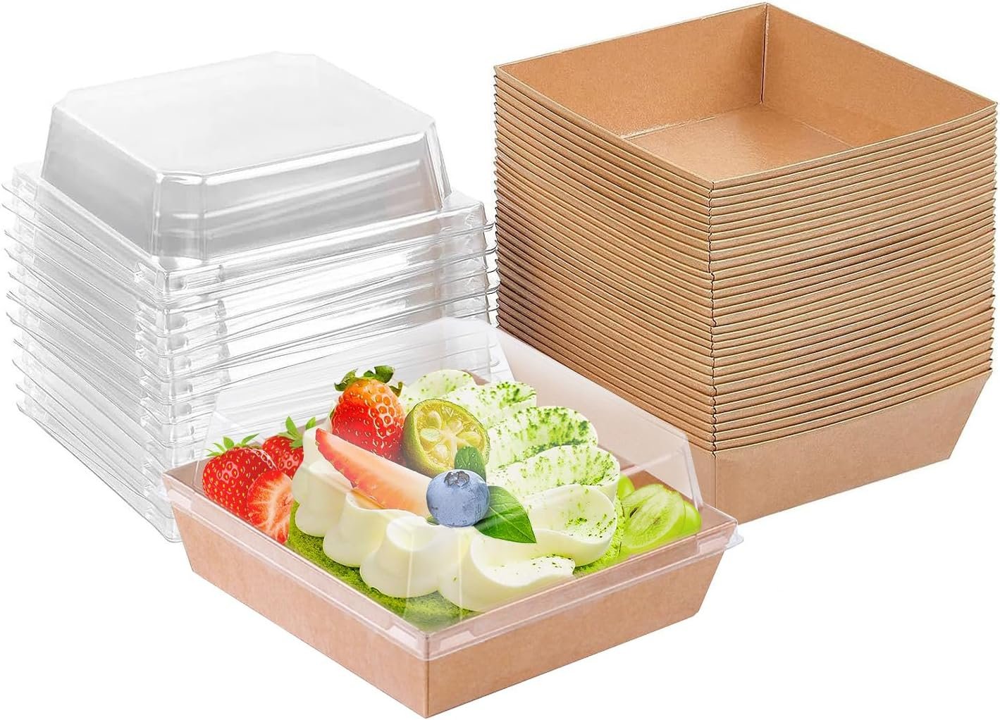 Grossiste en Charcuterie, Boîtes à Desserts Carrées 5,32 x 4,92 x 2,36 Pouces, Fournisseur de Conteneurs Alimentaires Jetables pour Sushis, Cookies et Sandwichs, OEM disponible