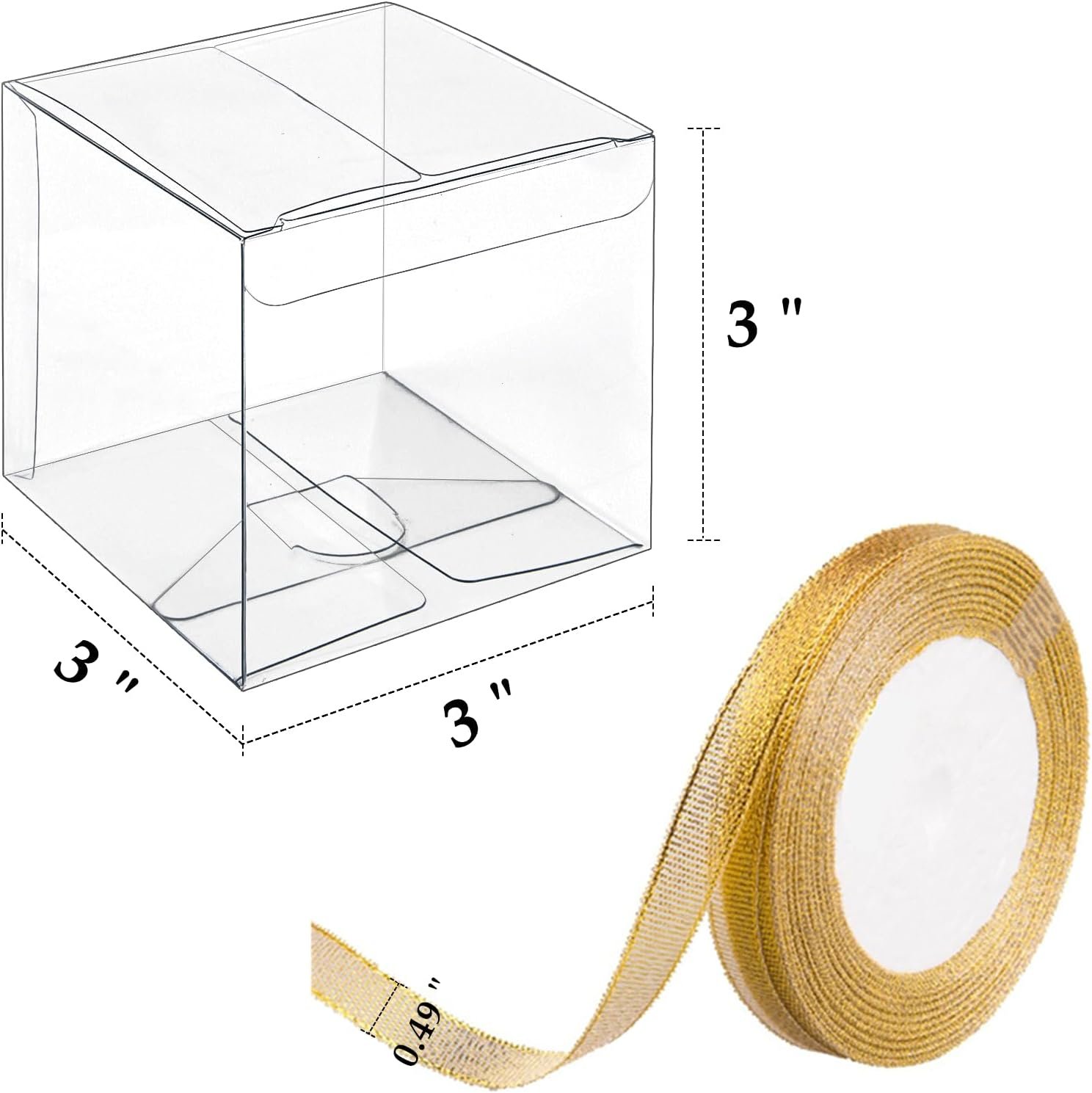 Grossiste boîtes à favor transparentes 3x3x3 pouces avec rubans dorés, 30 pièces, pour emballage de cadeaux miniatures, logo personnalisé et sac de traitement en vrac. Grossiste boîtes à favor transparentes 3x3x3 pouces avec rubans dorés, 30 pièces, pour emballage de cadeaux miniatures, logo personnalisé et sac de traitement en vrac.